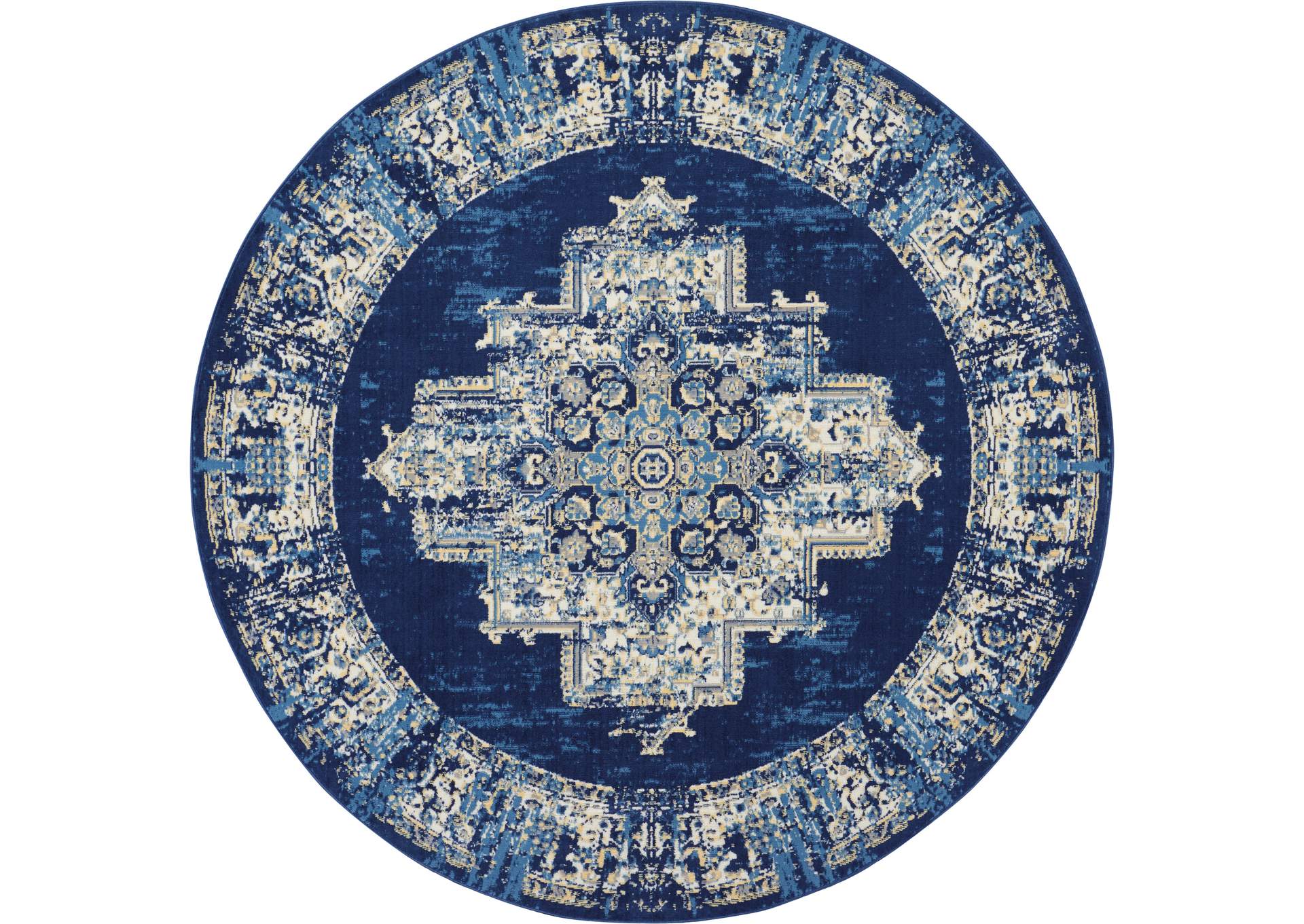 Nourison Grafix GRF14 Blue 8' Round Large Rug,Nourison