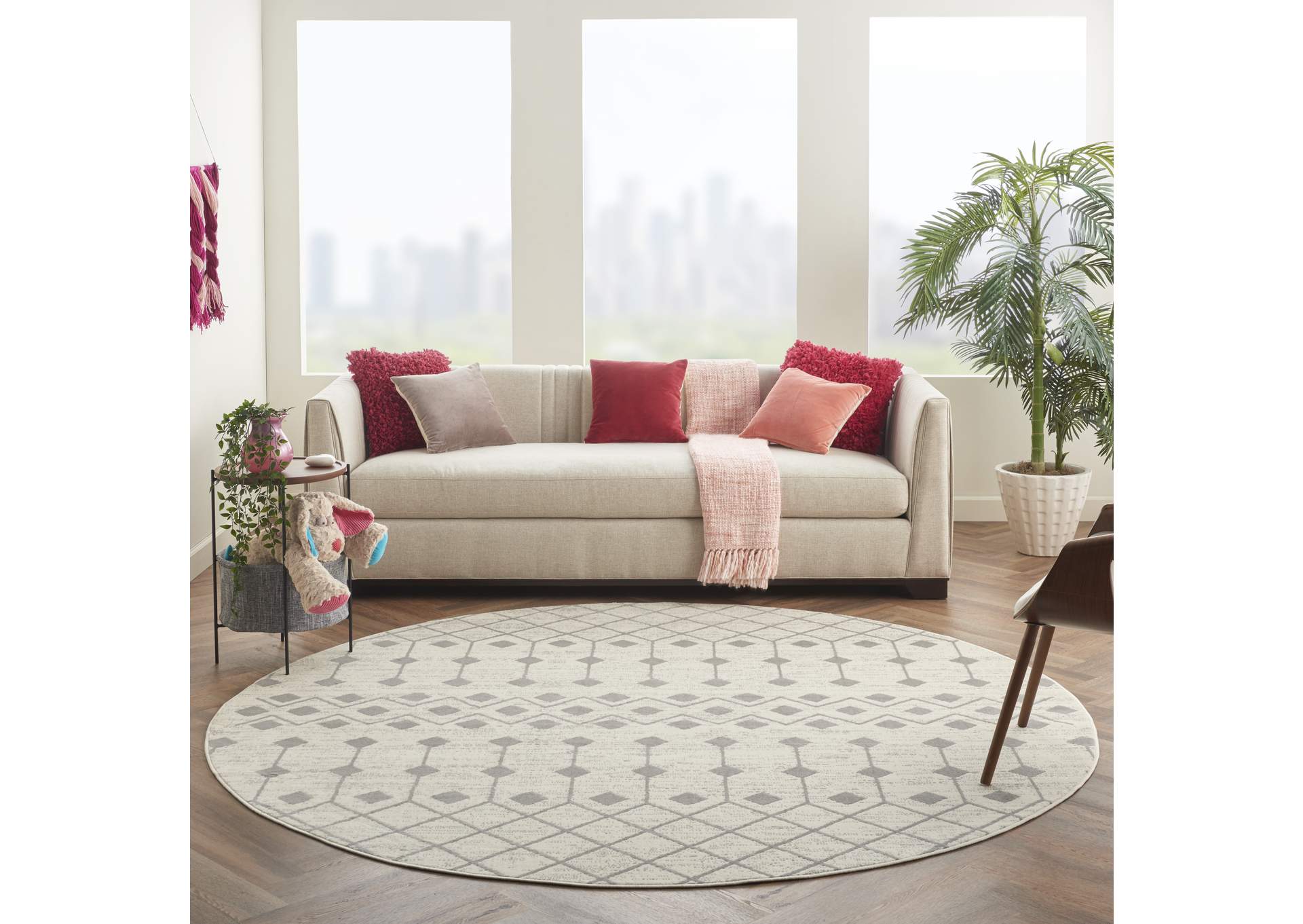 Nourison Grafix 8' Round Ivory Area Rug,Nourison