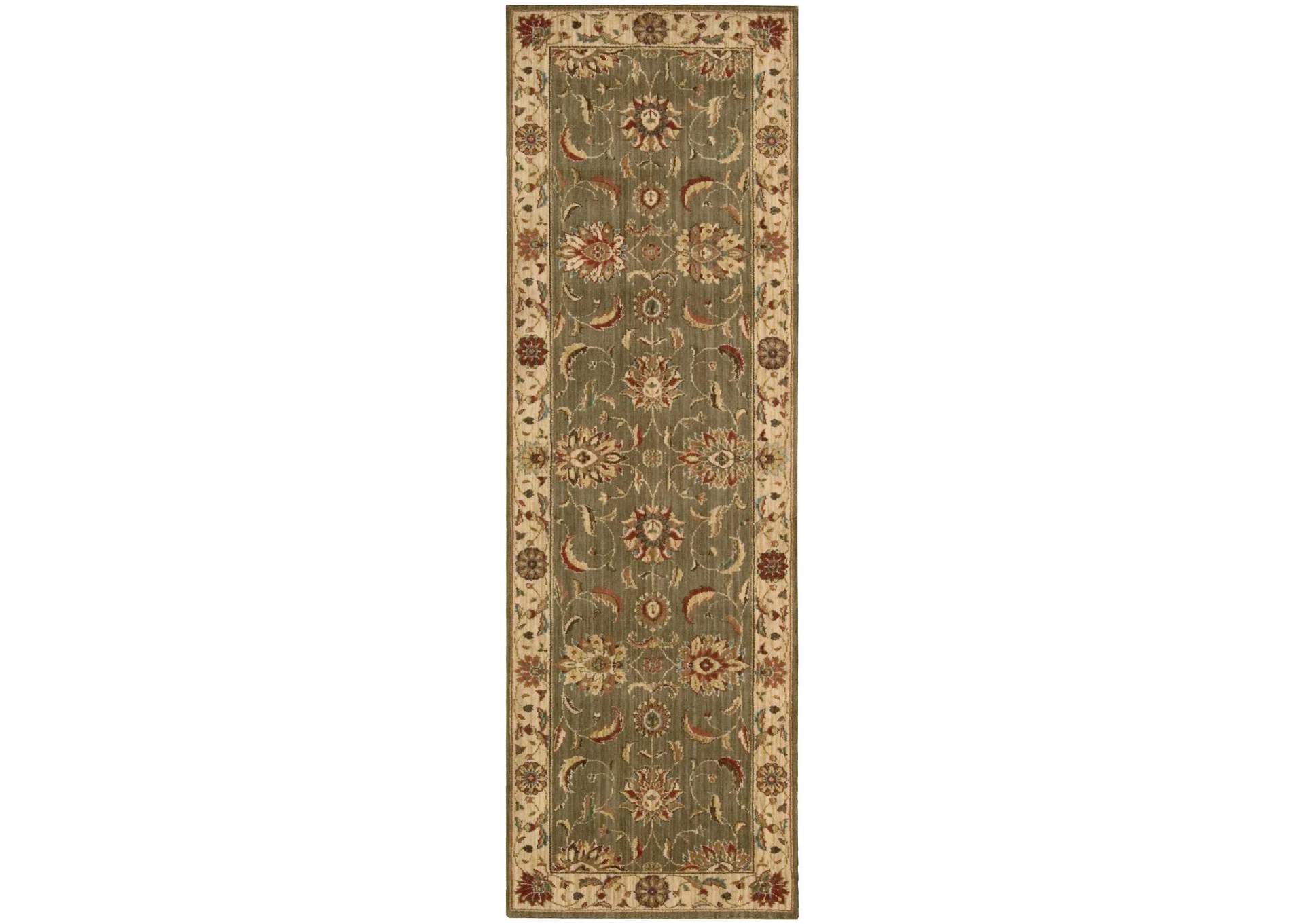 Nourison Living Treasures LI04 Green 8' Runner Hallway Rug,Nourison