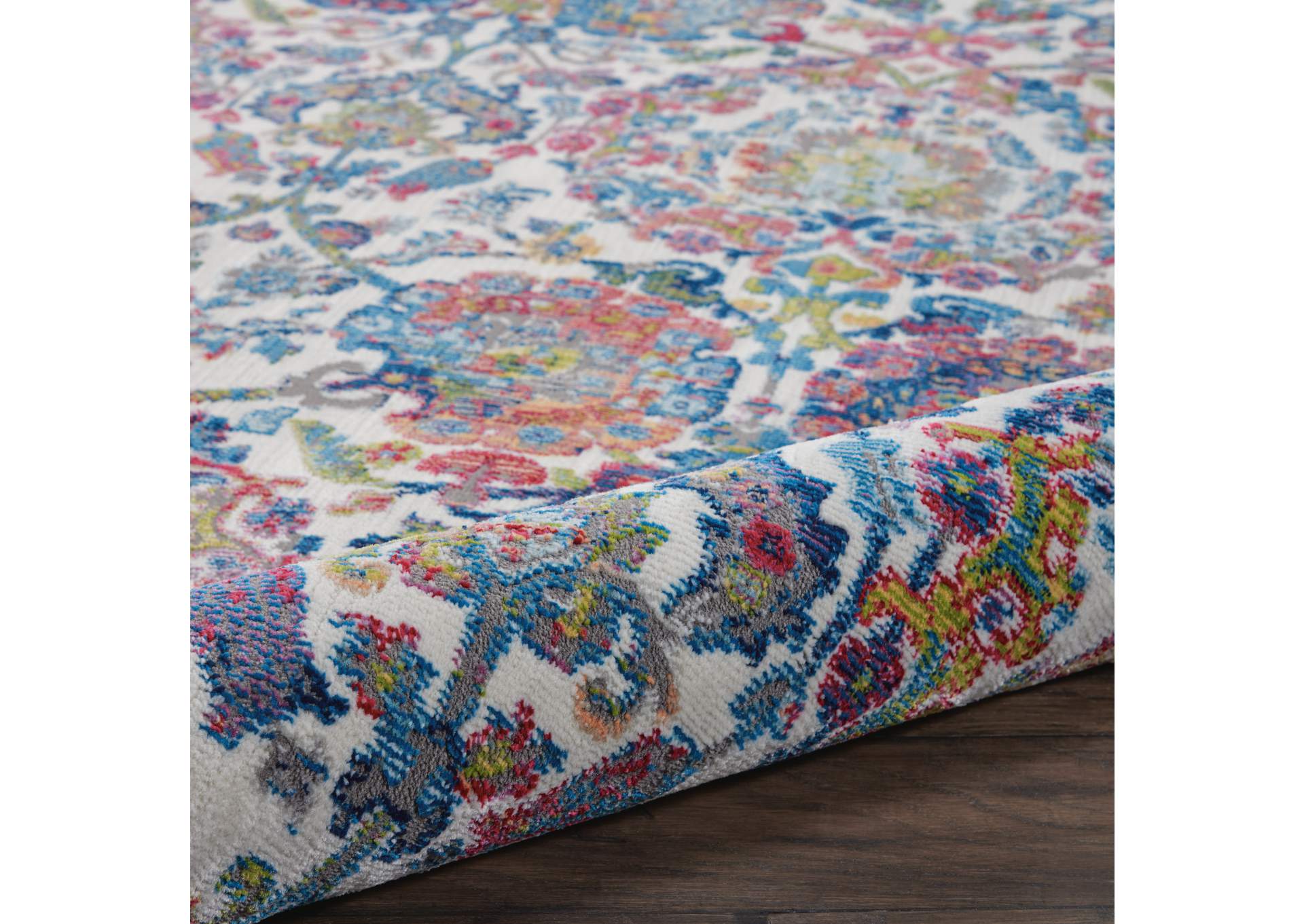 Nourison Ankara Global ANR06 Blue and Ivory 5'x8' French Country Area Rug,Nourison