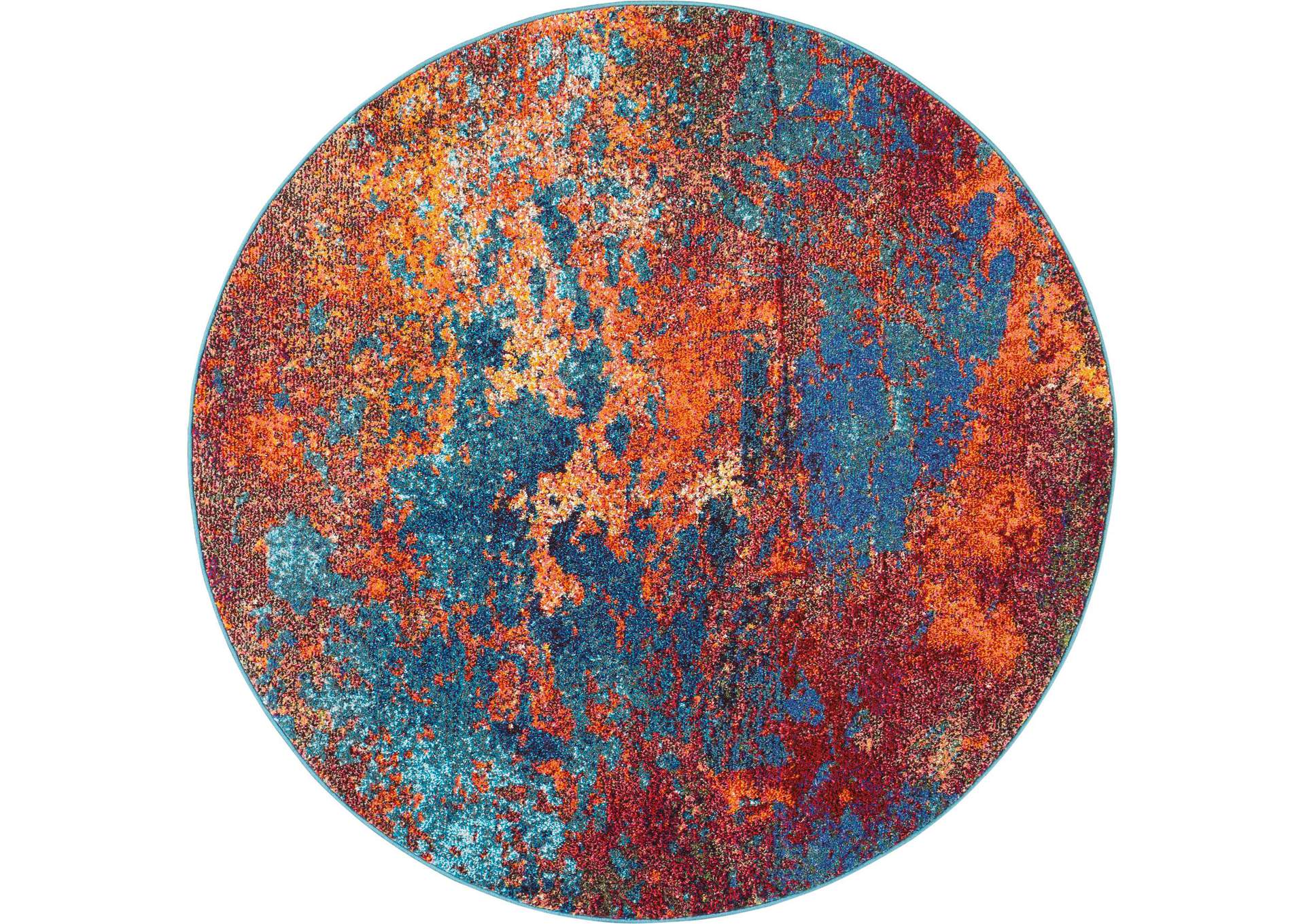 Nourison Celestial CES08 Blue and Red 5' Round Colorful Area Rug,Nourison