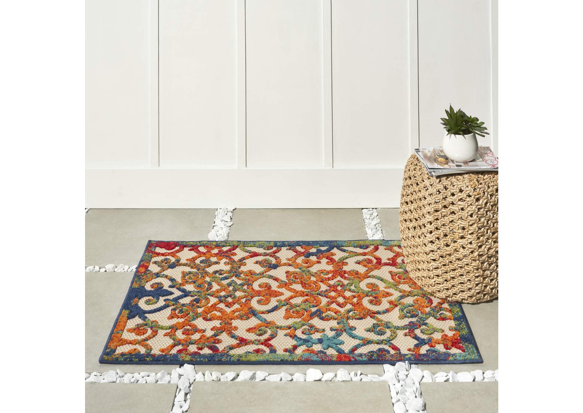 Nourison Aloha ALH21 3'x4' Multicolor Easy-care Indoor-outdoor Rug,Nourison