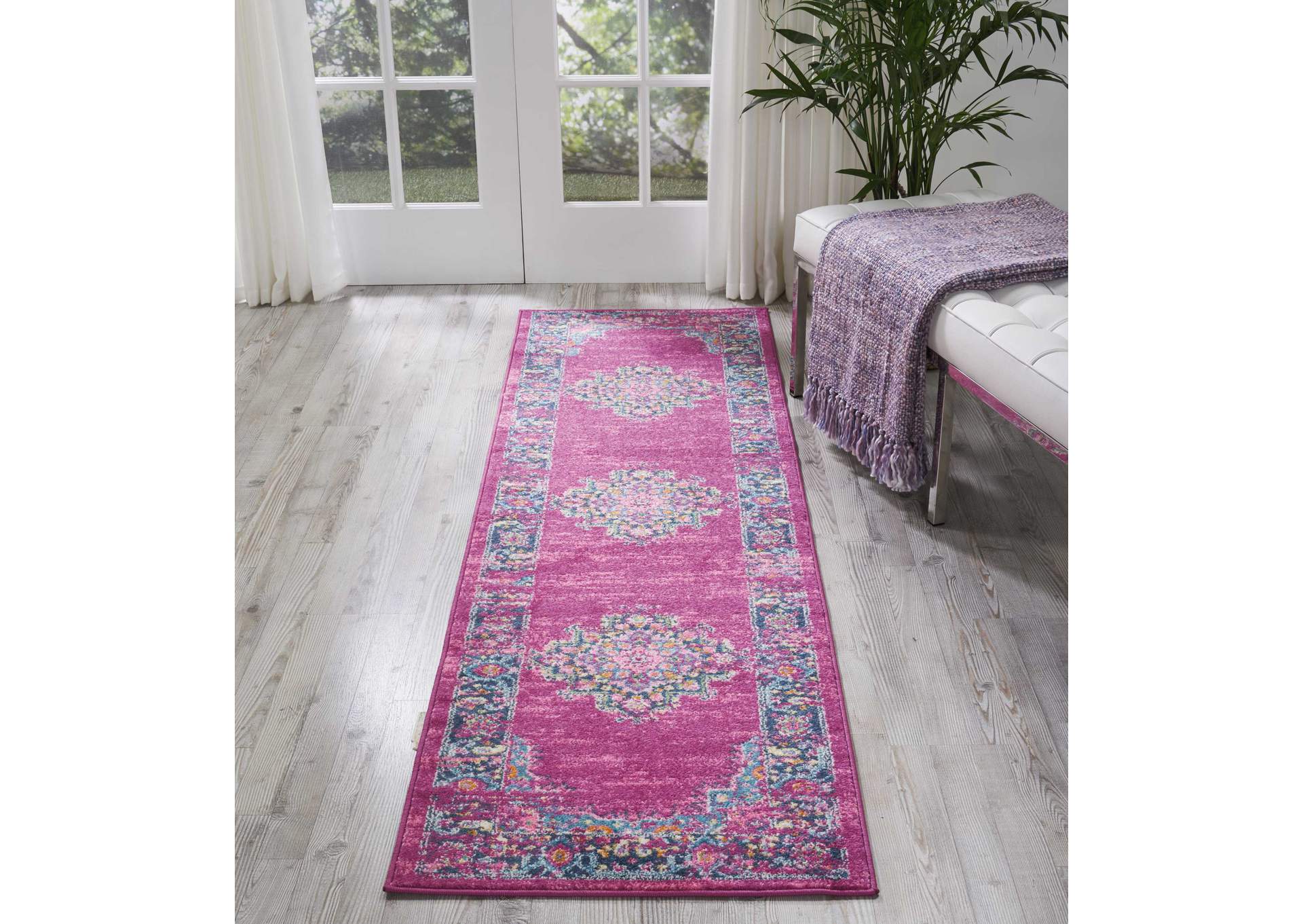 Nourison Passion PSN03 Pink 8' Runner Hallway Rug,Nourison