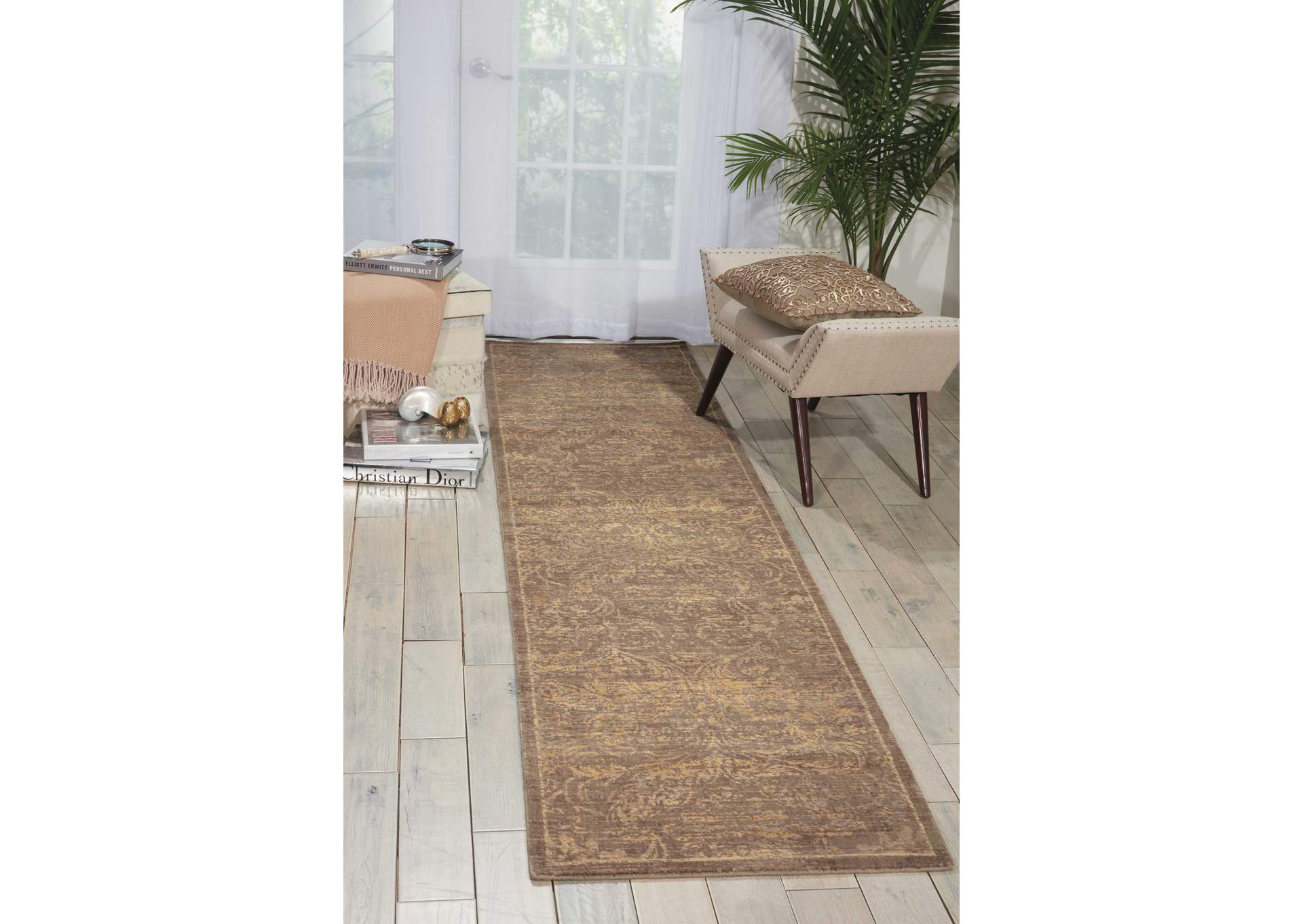 Nourison Silken Allure SLK19 Beige 10' Runner Hallway Rug,Nourison