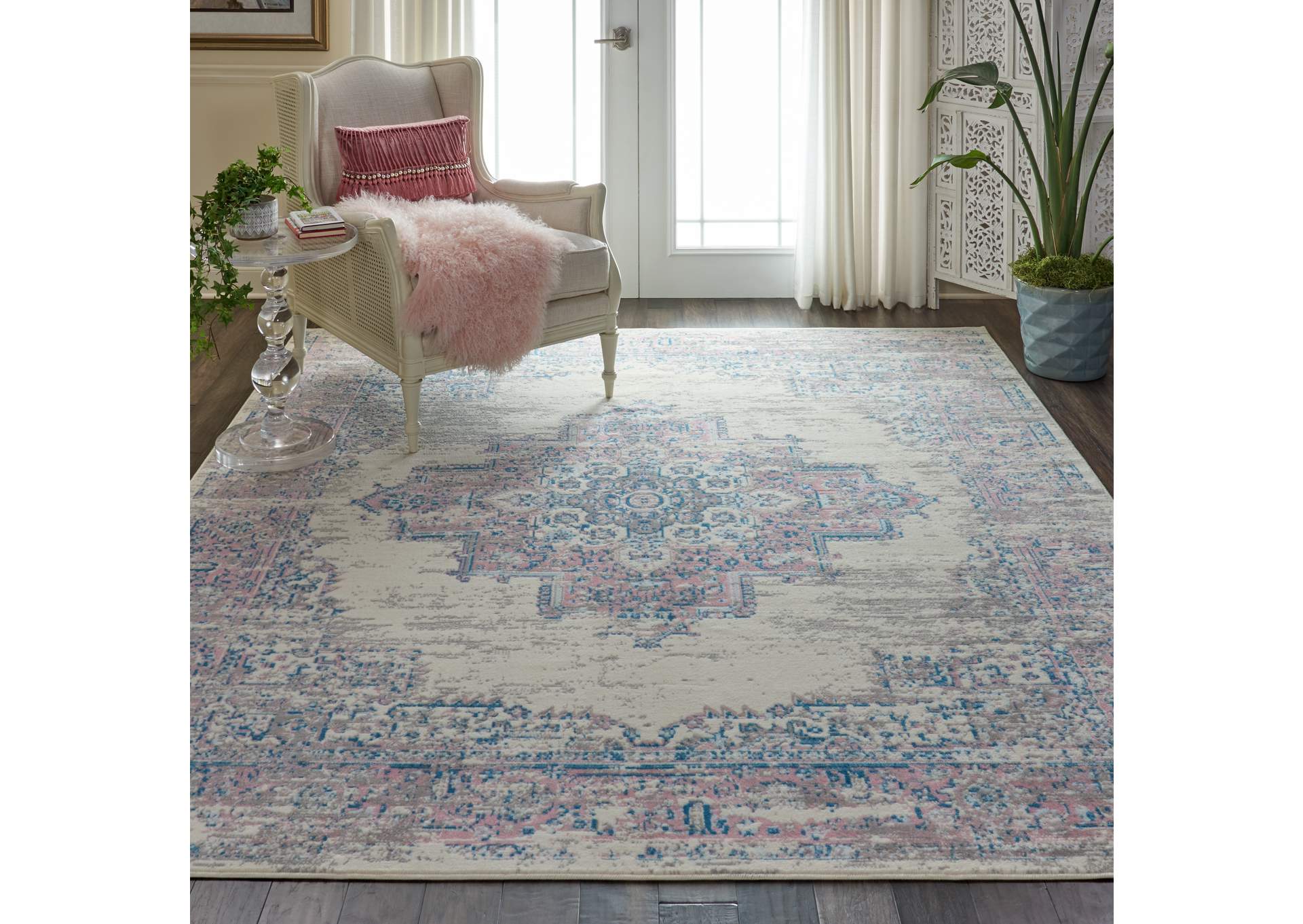 Nourison Grafix GRF14 Ivory Pink Area Rug,Nourison