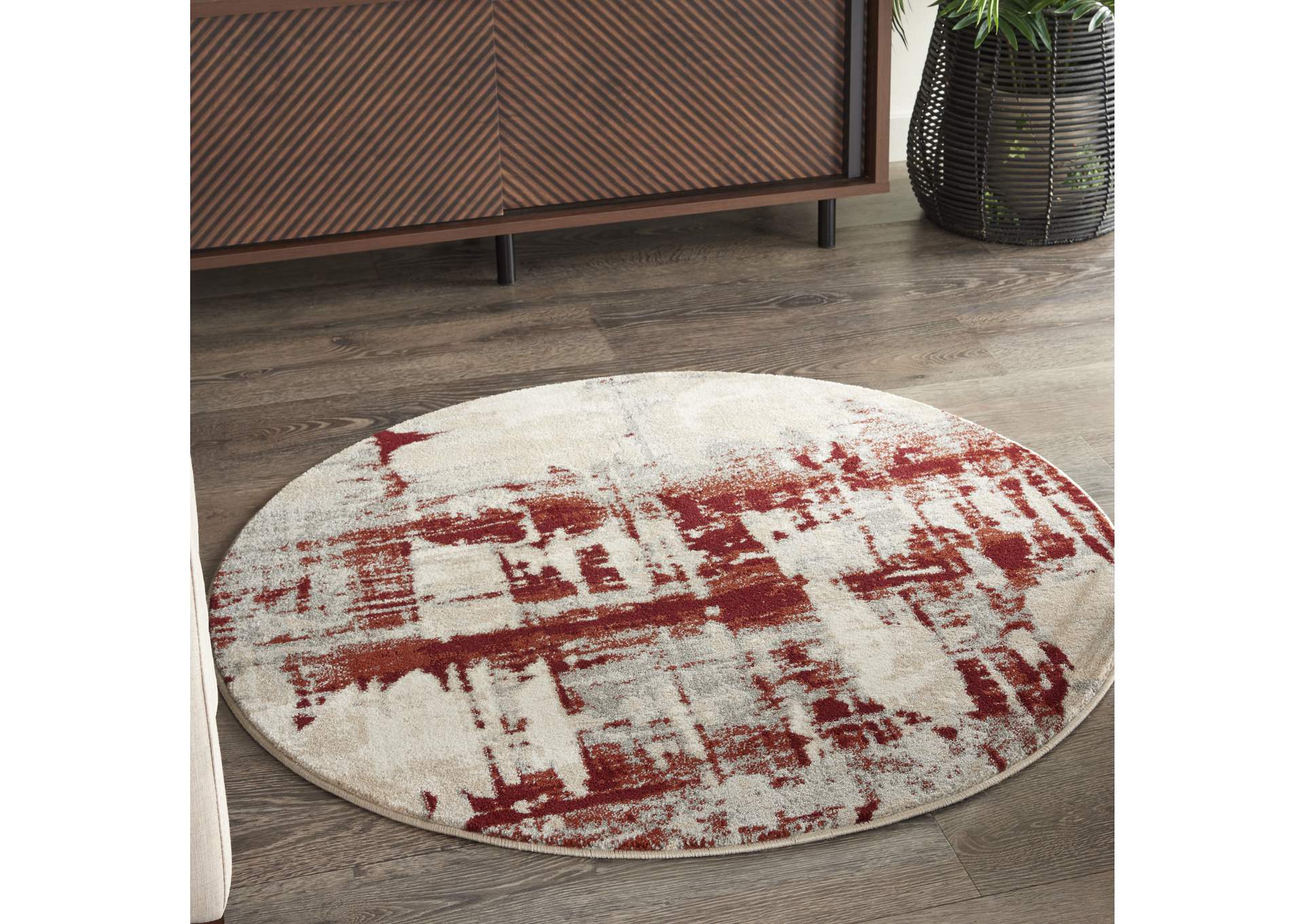 Nourison Maxell MAE14 White and Red 4'x6' Area Rug,Nourison