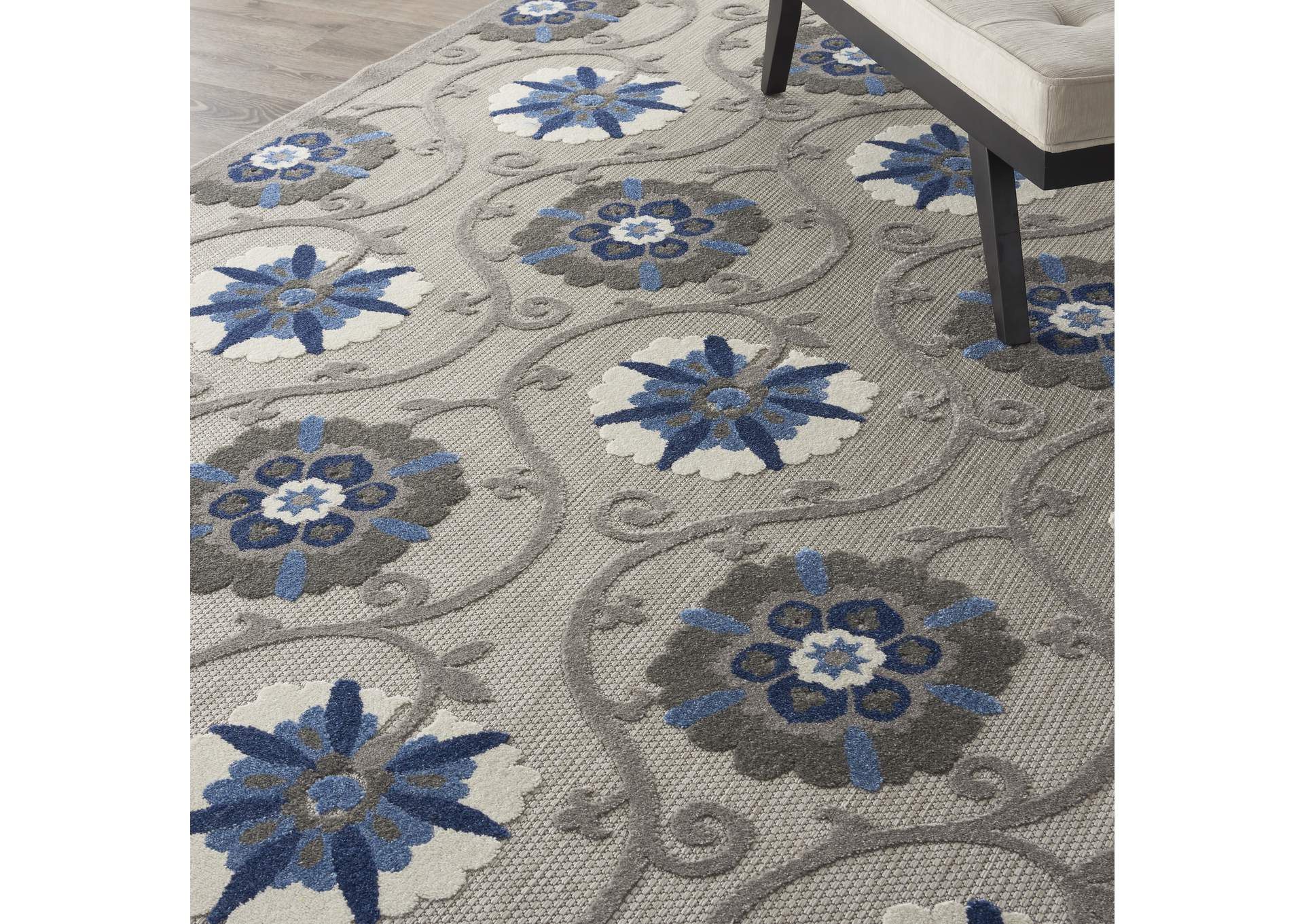 Nourison Aloha 8'x11' Grey Patio Area Rug,Nourison