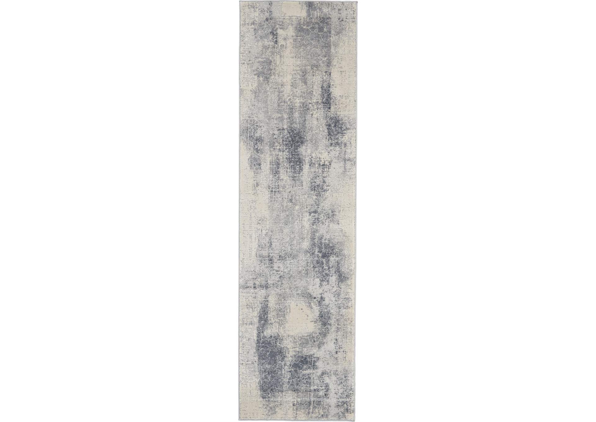 Nourison Rustic Textures RUS02 Slate Blue and Ivory 8' Runner Textured Hallway Rug,Nourison