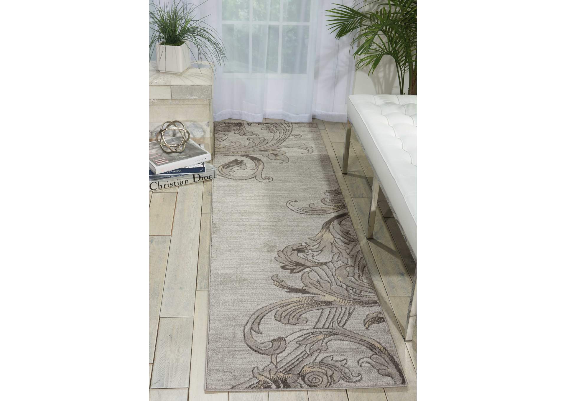 Nourison Maxell MAE05 Grey 8' Runner Hallway Rug,Nourison