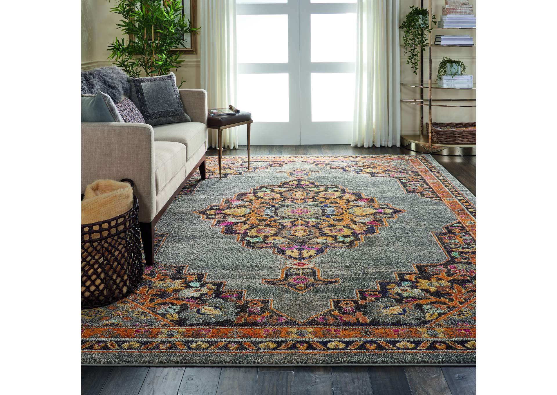 Nourison Passionate PST01 Grey Multicolor 8'x10' Large Rug,Nourison