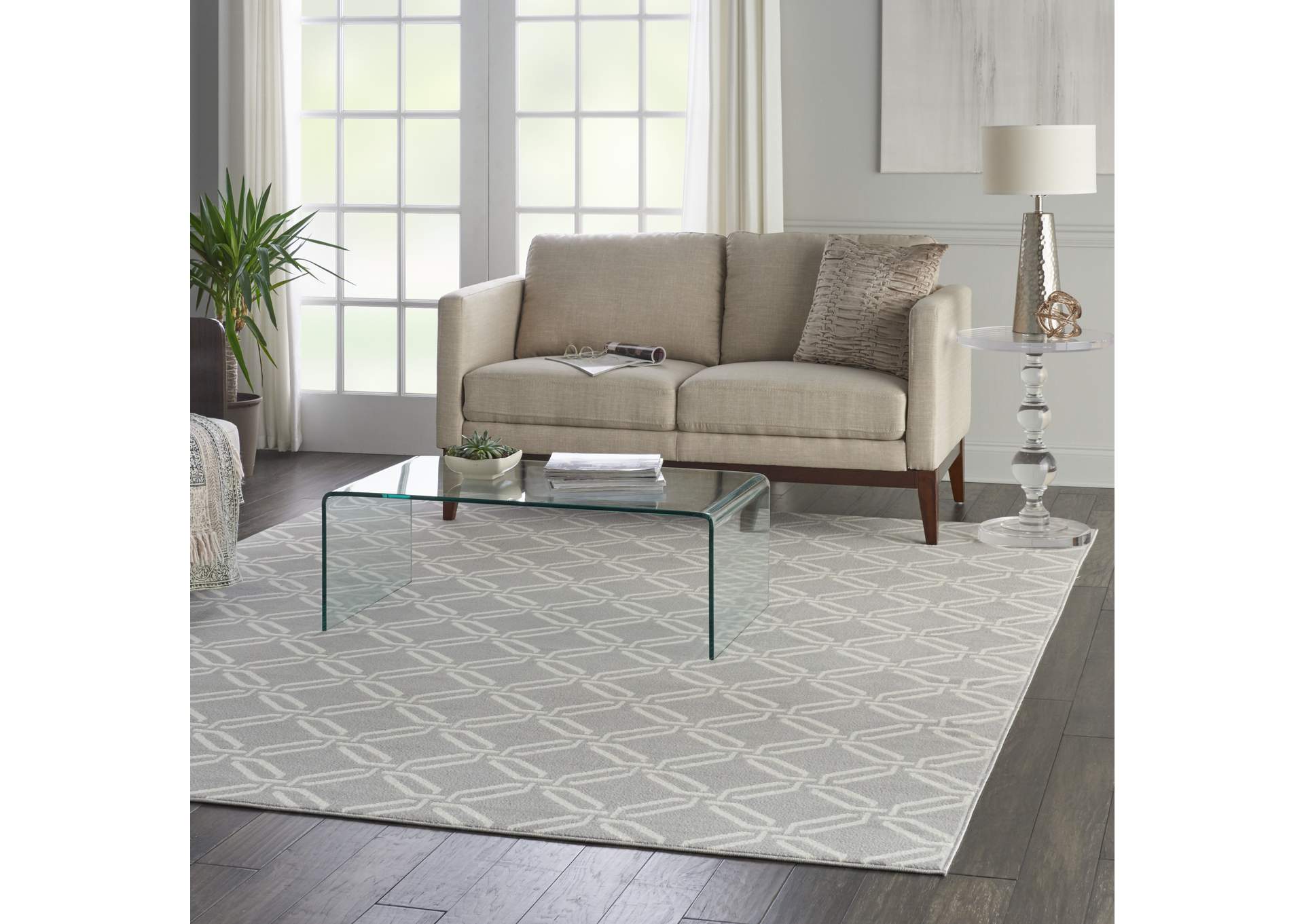 Nourison Jubilant JUB17 Grey 8'x10' Large Low-pile Rug,Nourison
