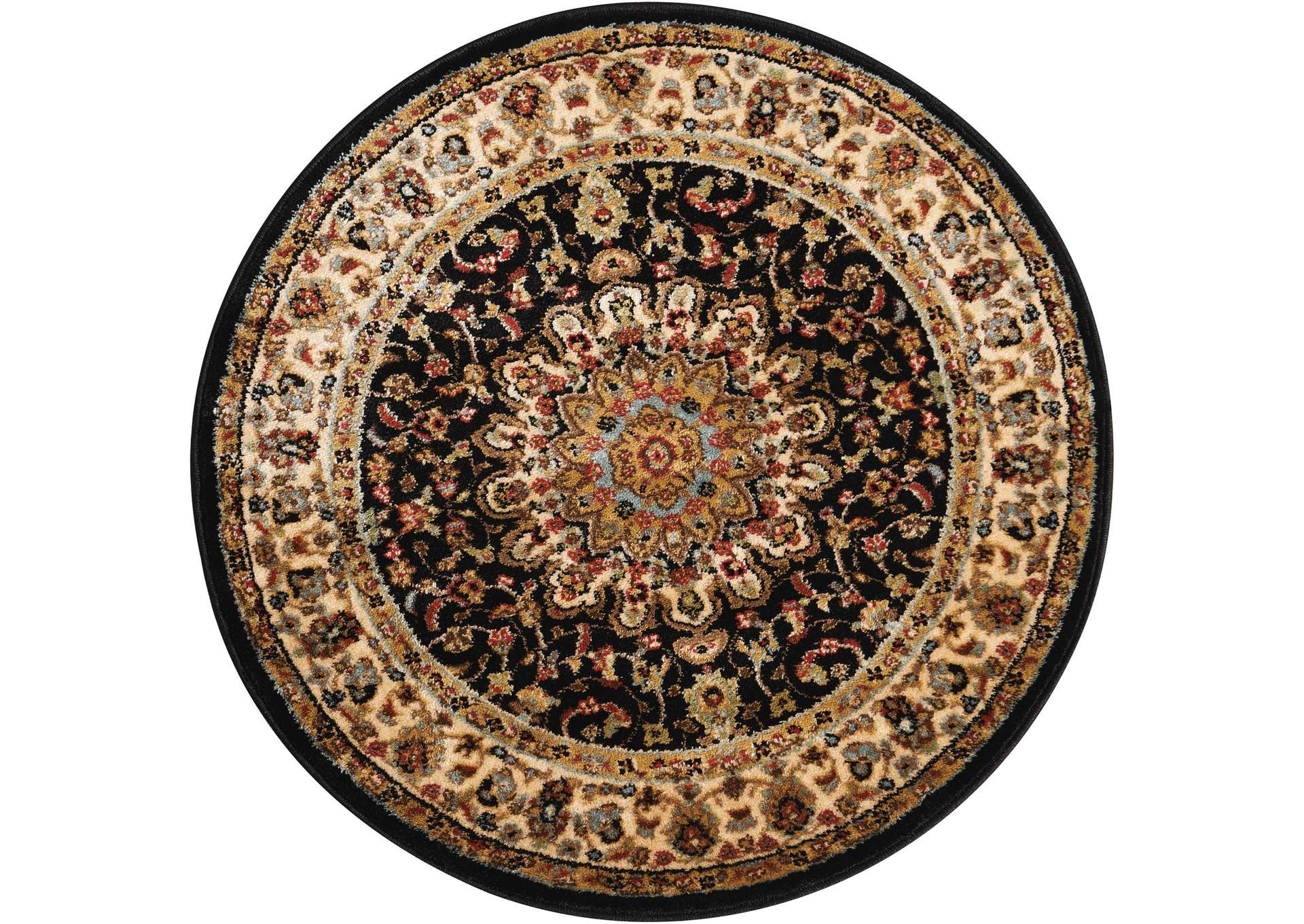 Nourison Delano DEL04 Black 3' Round Area Rug,Nourison
