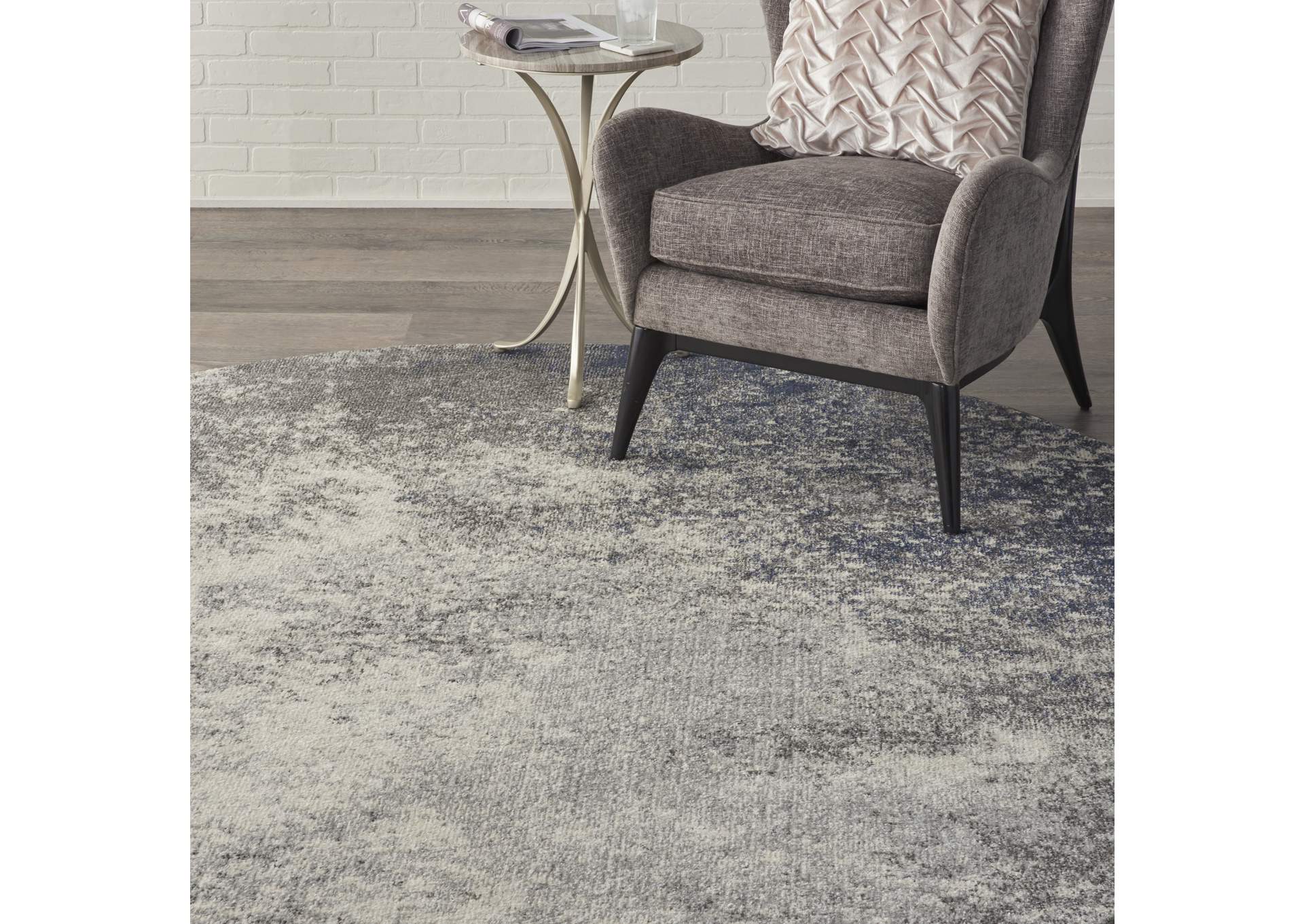 Nourison Passion 8' Round Charcoal and Ivory Area Rug,Nourison