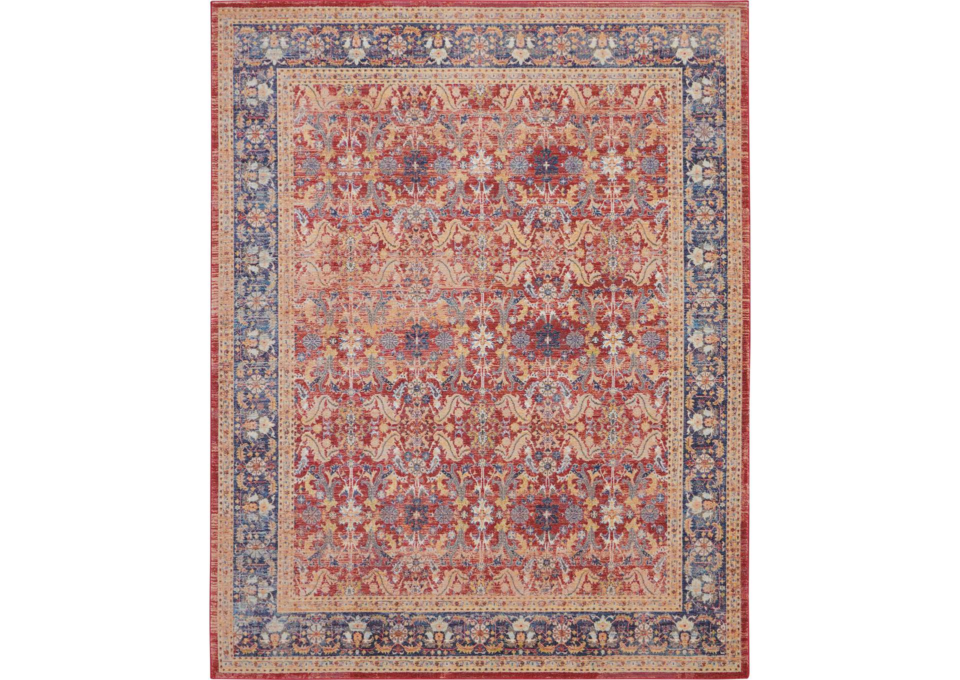Nourison Ankara Global ANR02 Red and Blue Multicolor 9'x12' Oversized Low-pile Rug,Nourison