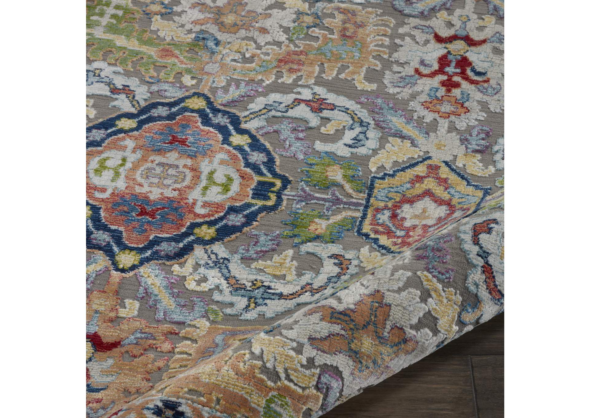 Nourison Ankara Global ANR12 Grey Multicolor 8'x10' Large Textured Rug,Nourison