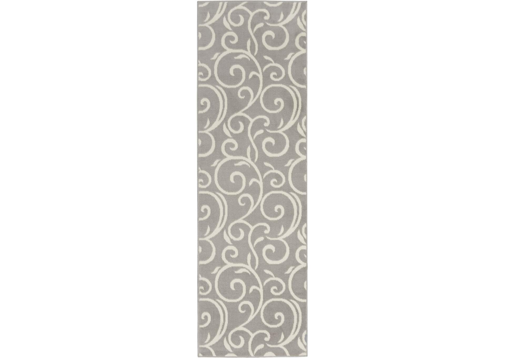 Nourison Grafix GRF19 Grey 8' Runner Hallway Rug,Nourison