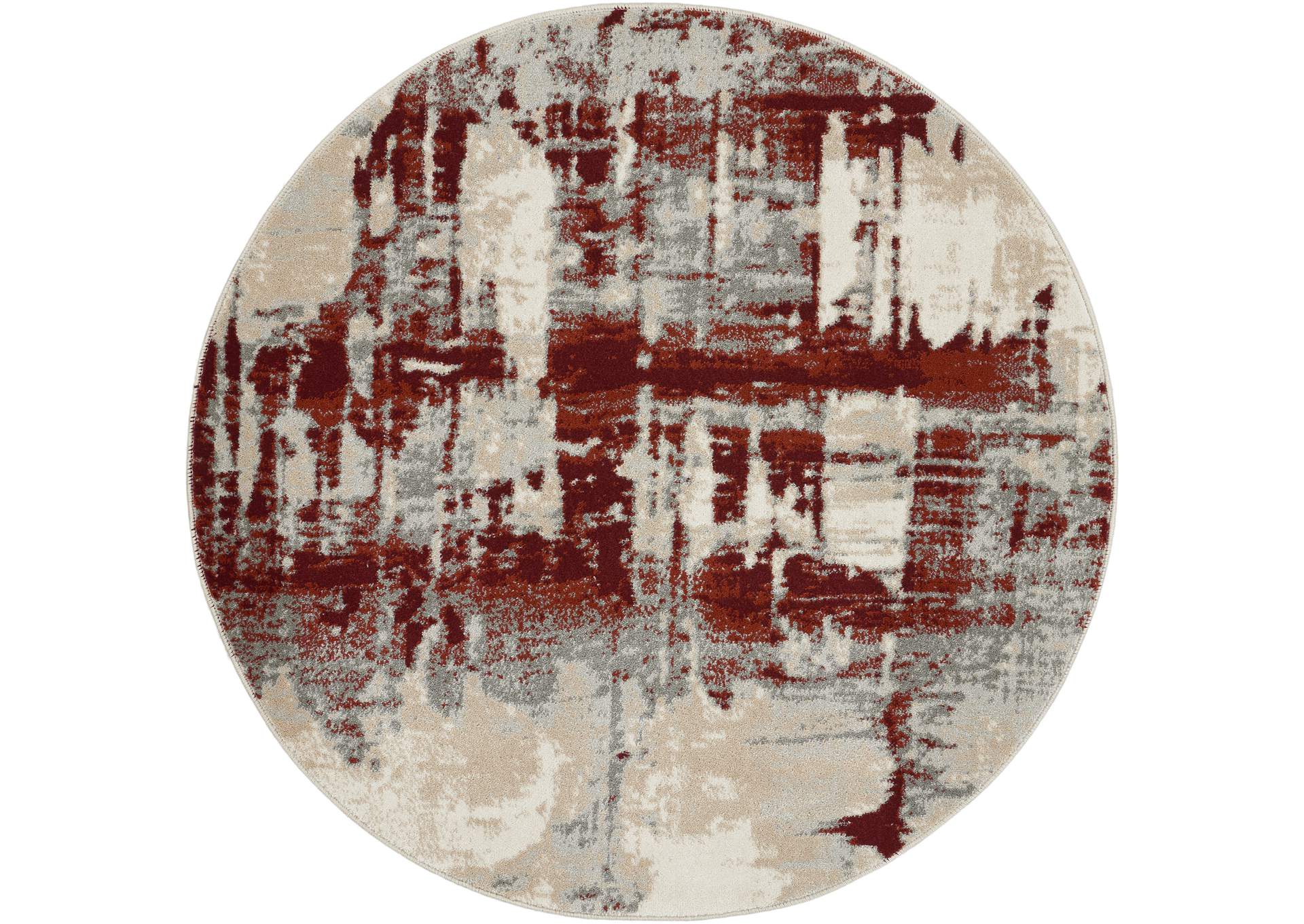 Nourison Maxell MAE14 White and Red 4'x6' Area Rug,Nourison