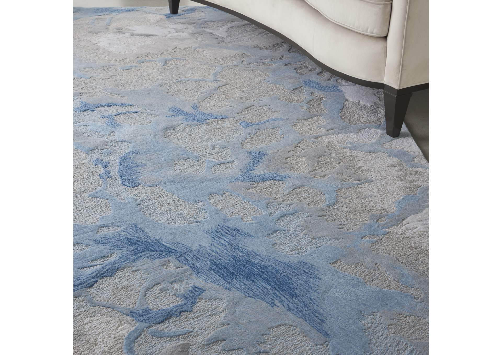 Nourison Symmetry SMM07 Beige and Blue 9'x12' Oversized Textured Rug,Nourison