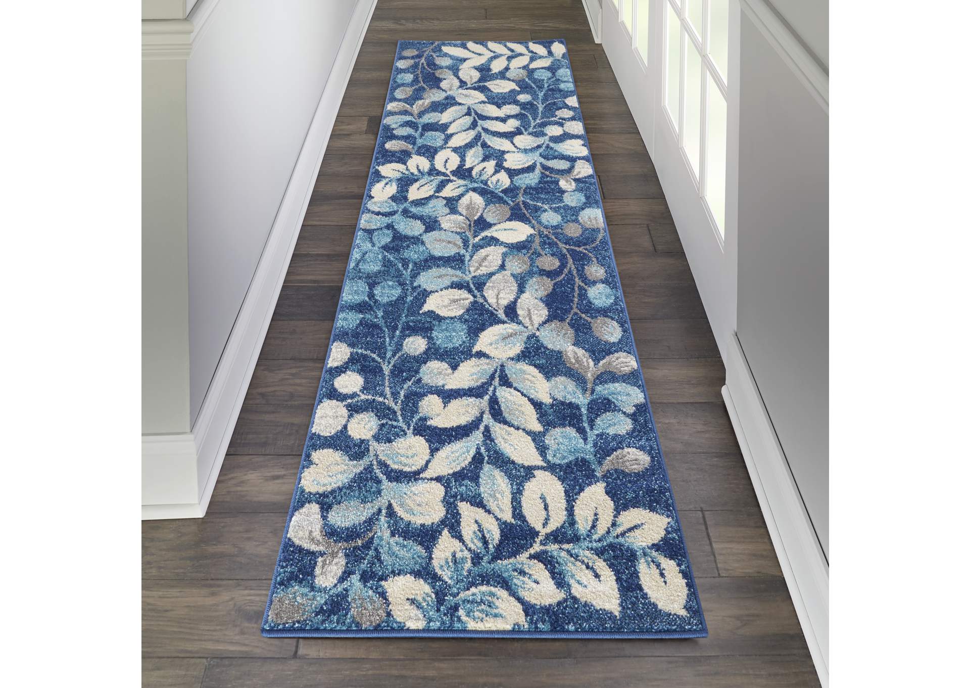 Nourison Tranquil TRA03 Navy Blue 7' Runner Hallway Rug,Nourison