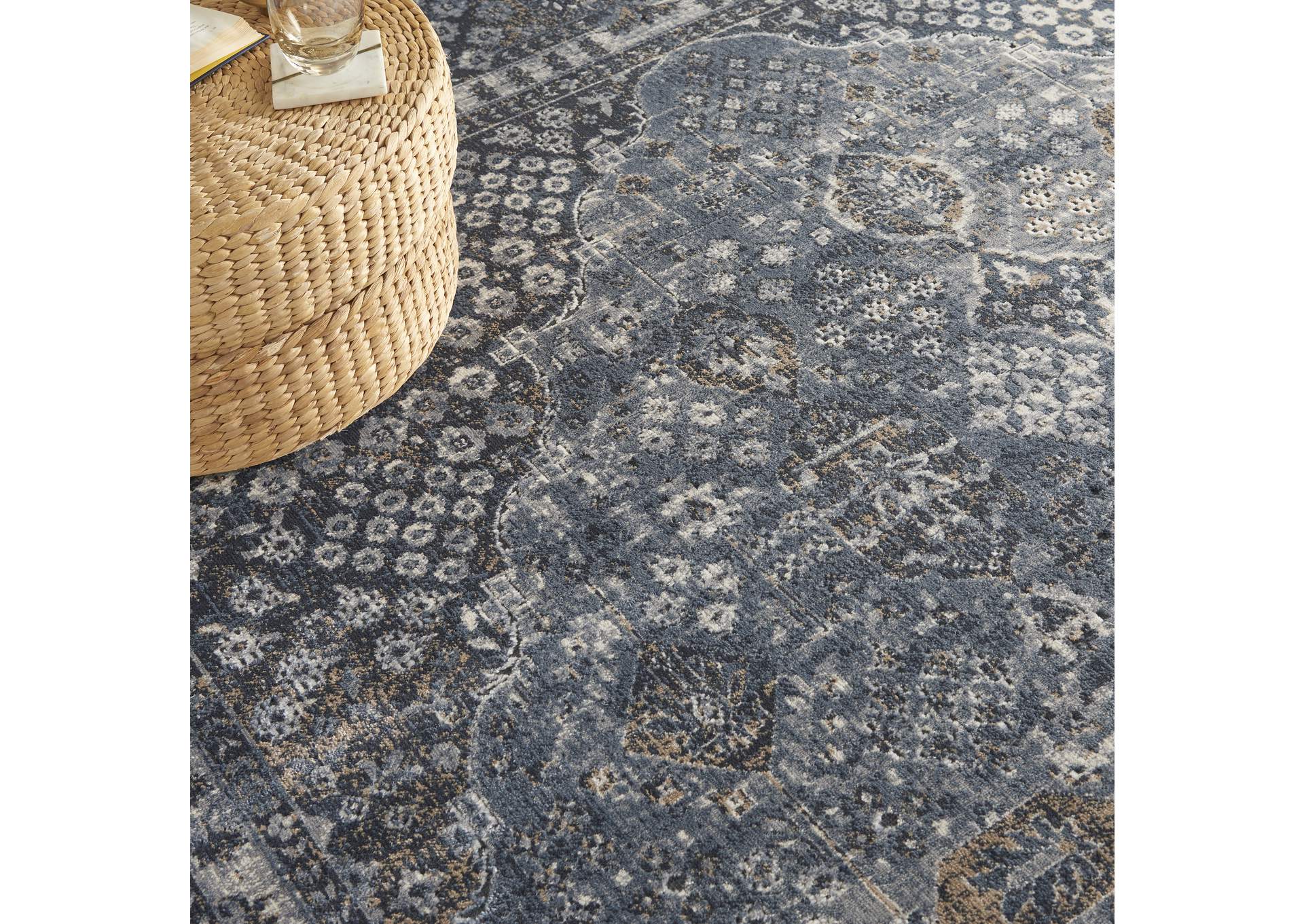 kathy ireland Home Malta MAI01 Dark Blue 9'x12' Rug,Nourison