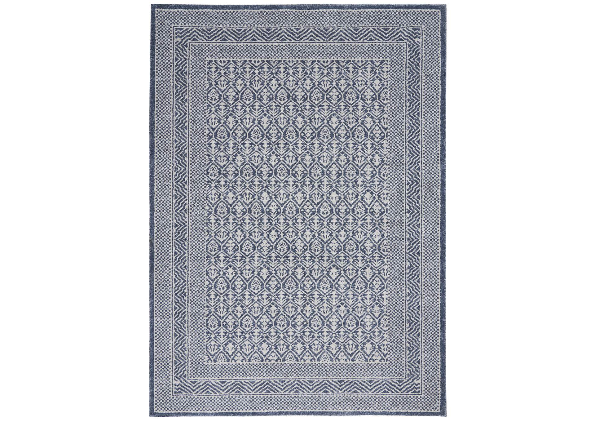 Nourison Palermo 5' x 7' Blue and Grey Distressed Bohemian Area Rug,Nourison
