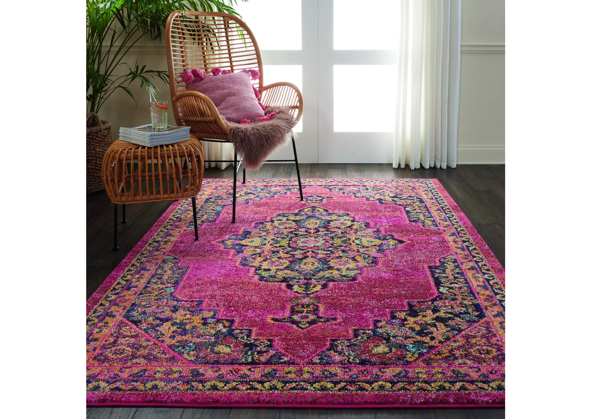 Nourison Passionate PST01 Pink Multicolor 5'x7' Boho Area Rug,Nourison