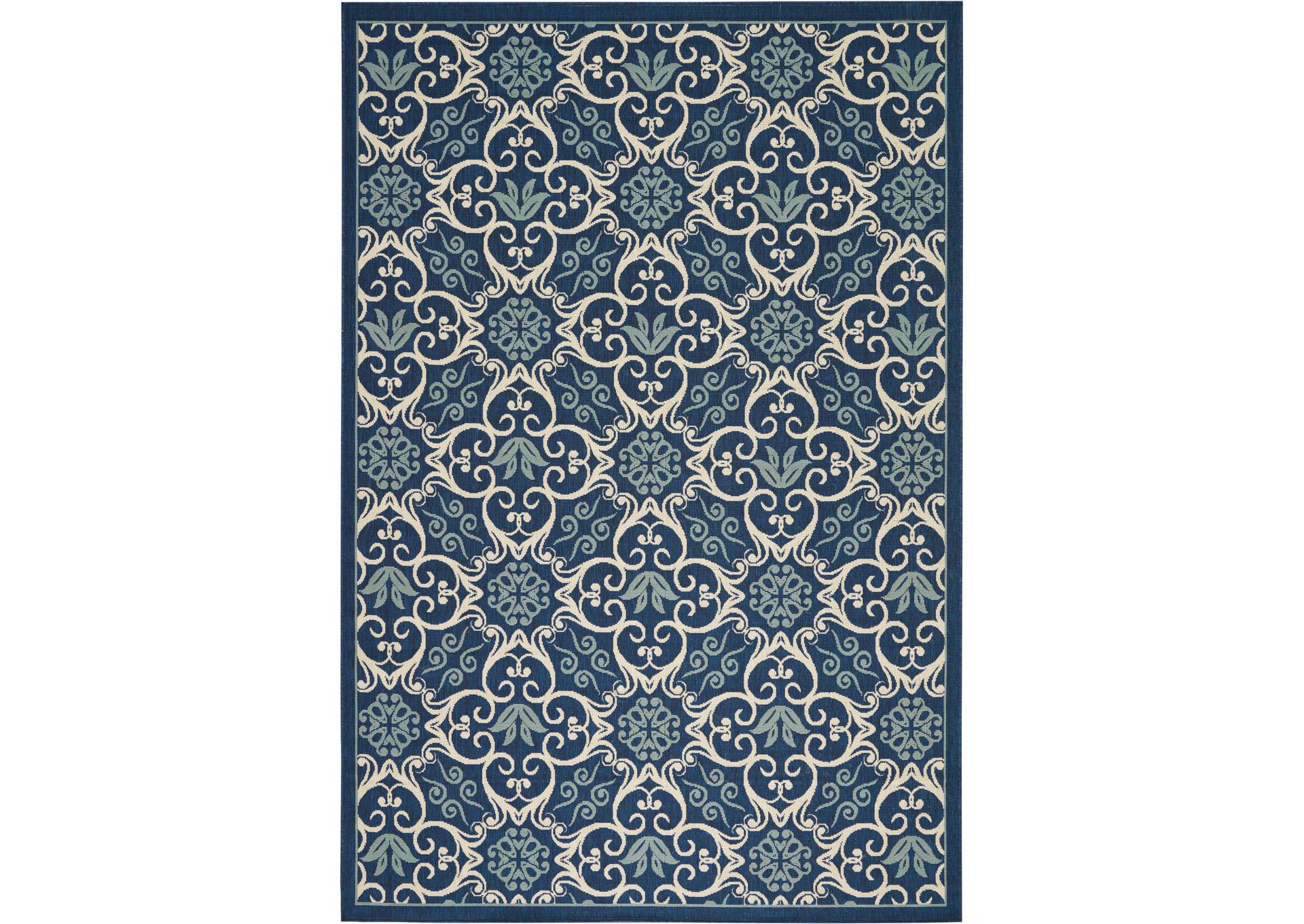 Nourison Caribbean CRB02 Dark Blue 7'x10' Large Rug,Nourison