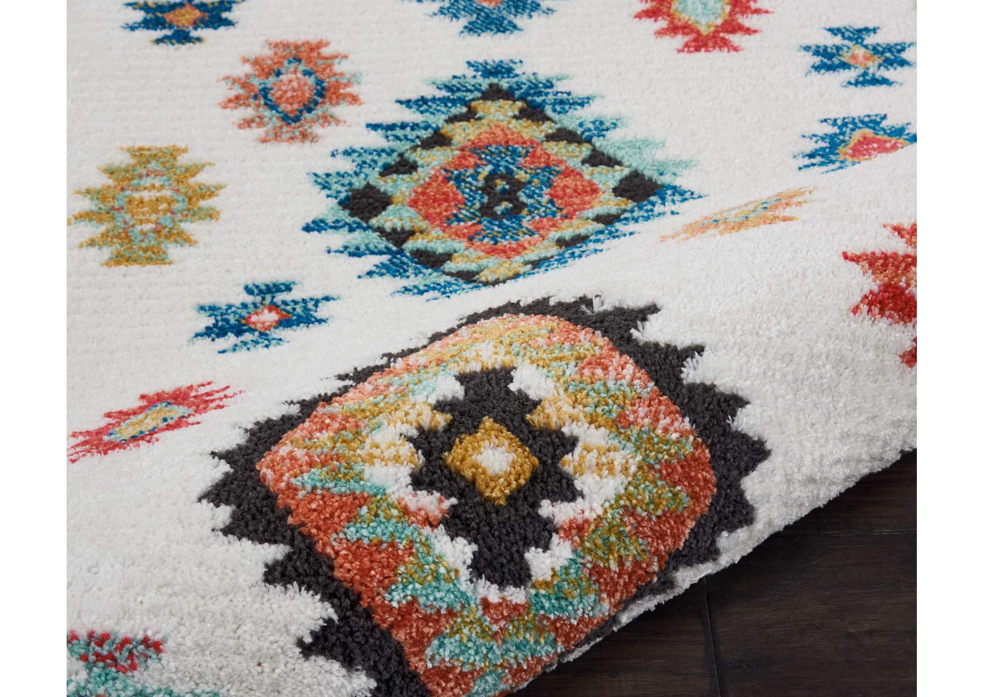Nourison South Western NAV07 White 8' Runner Hallway Rug,Nourison