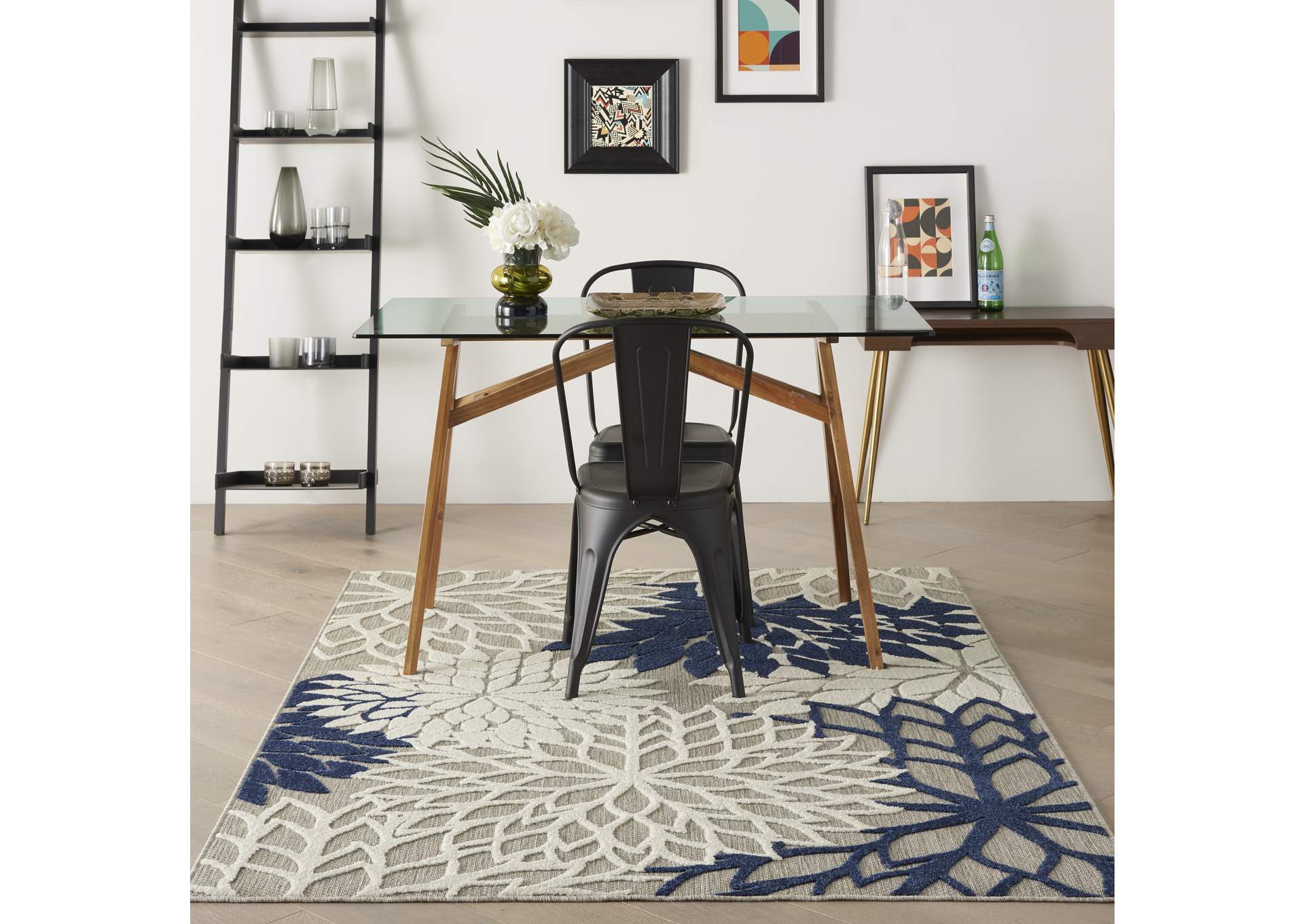 Nourison Aloha 4'x6' Ivory Navy Area Rug,Nourison