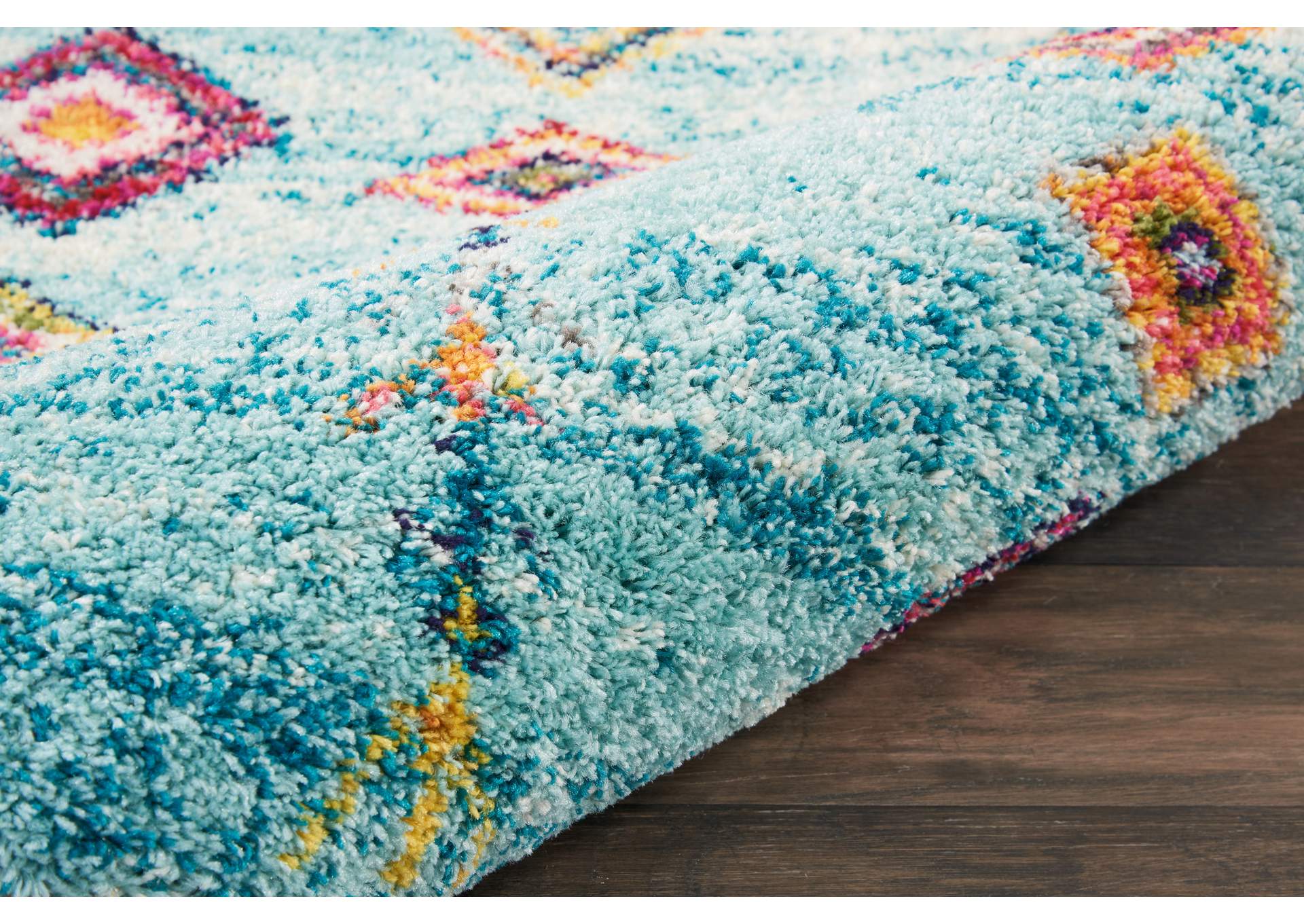 Nourison Nomad NMD04 Aqua Multicolor 8' Runner Hallway Rug,Nourison