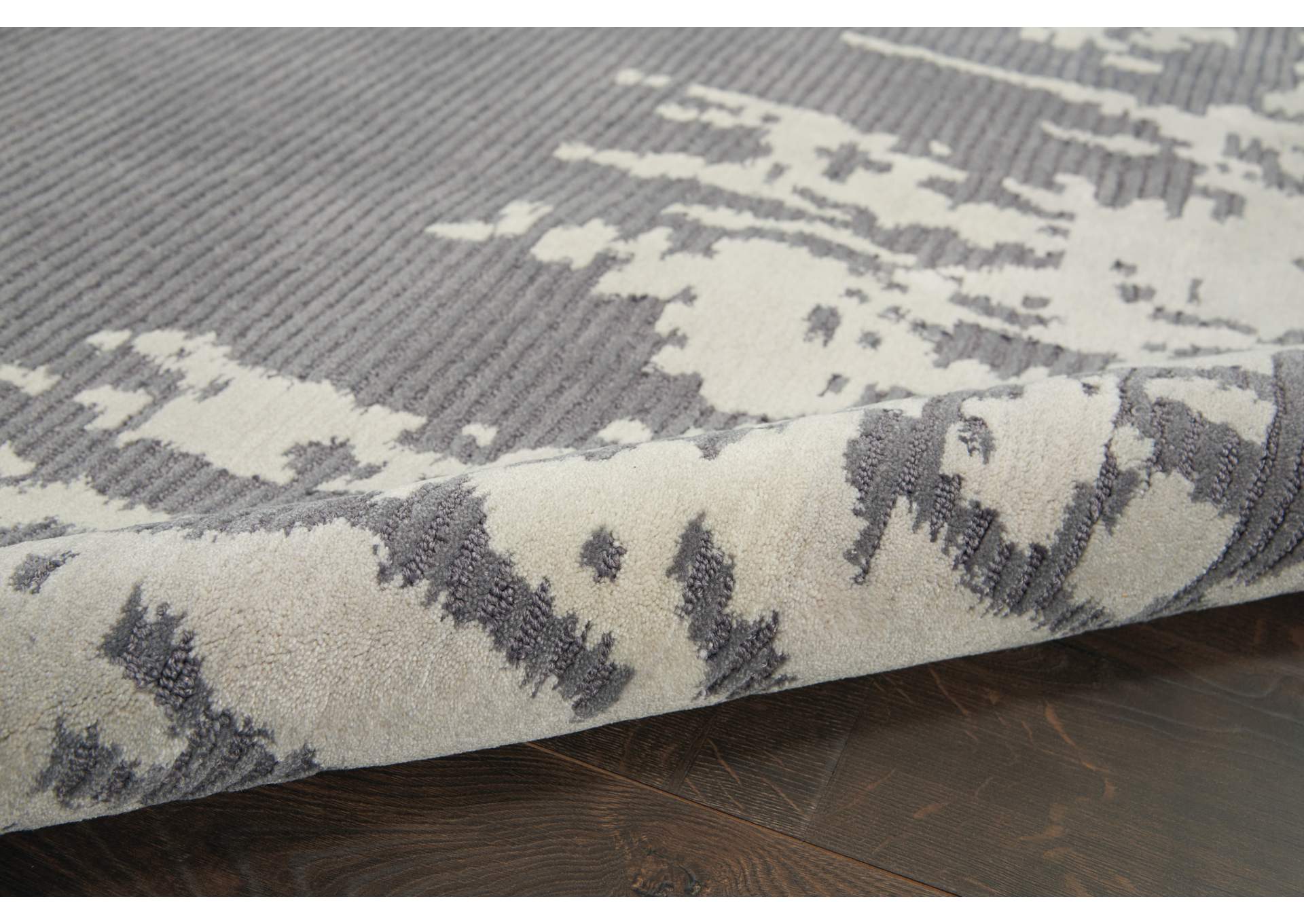 Nourison Symmetry SMM02 Ivory and Grey 9'x12' Oversized Textured Rug,Nourison