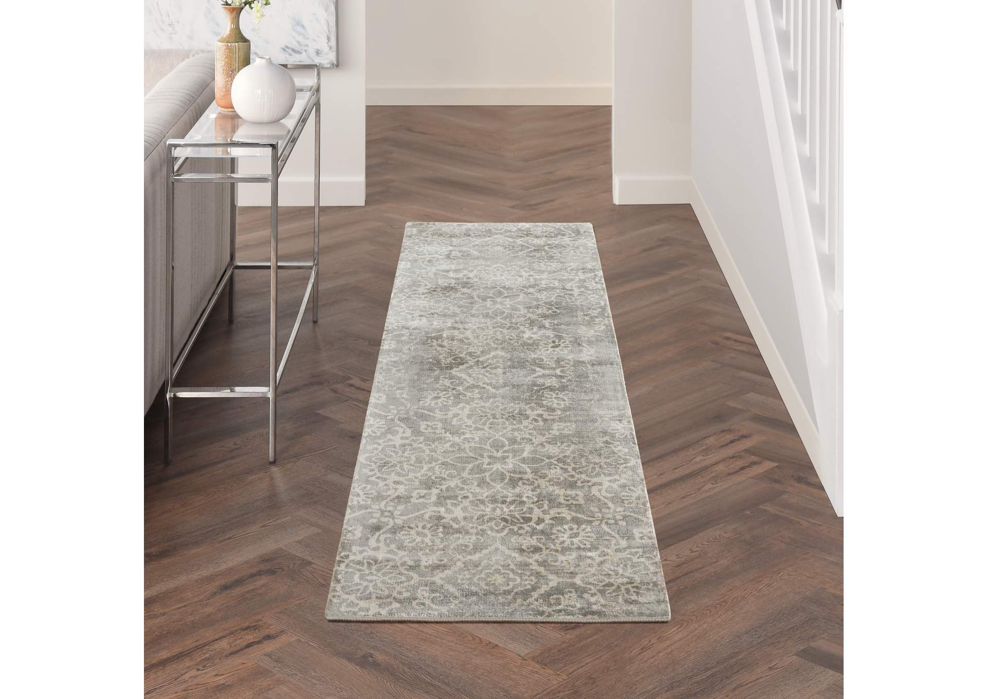 kathy ireland Home Desert Skies DSK03 Grey 8' Runner Hallway Rug,Nourison