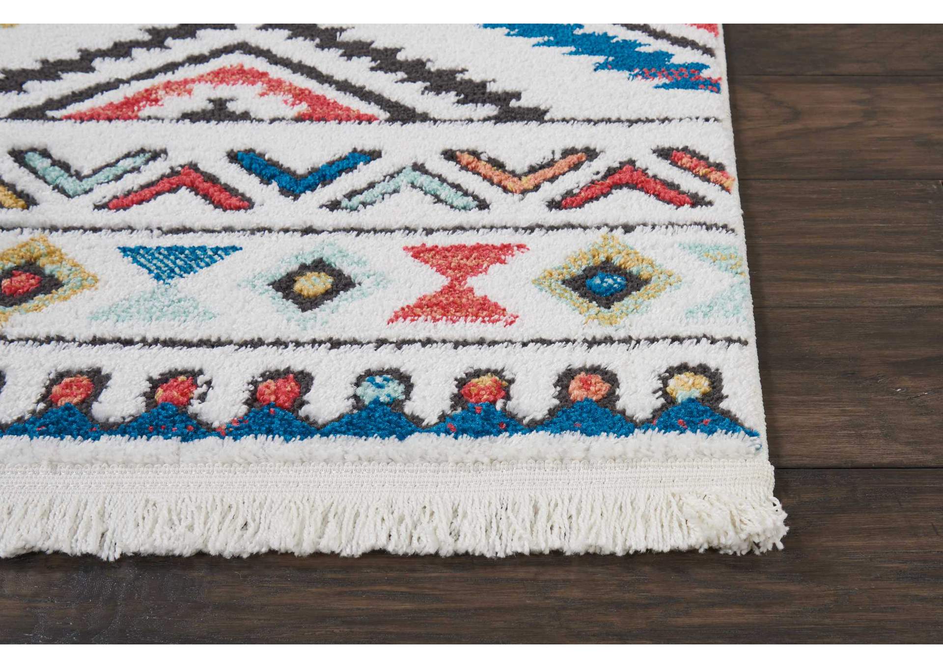 Nourison South Western NAV06 White Multicolor 8' Runner Hallway Rug,Nourison