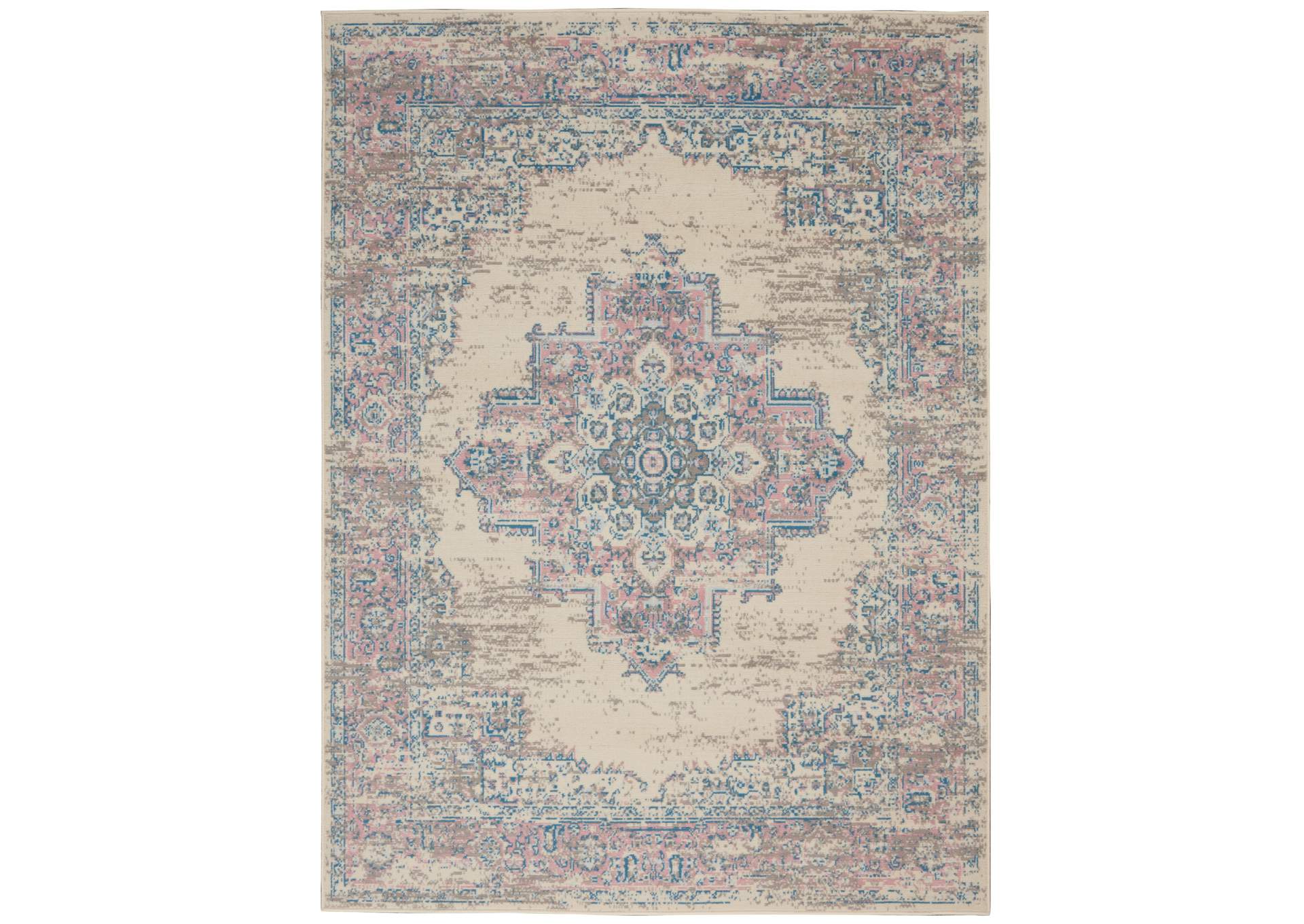 Nourison Grafix GRF14 White and Pink 6'x9' Persian Area Rug,Nourison