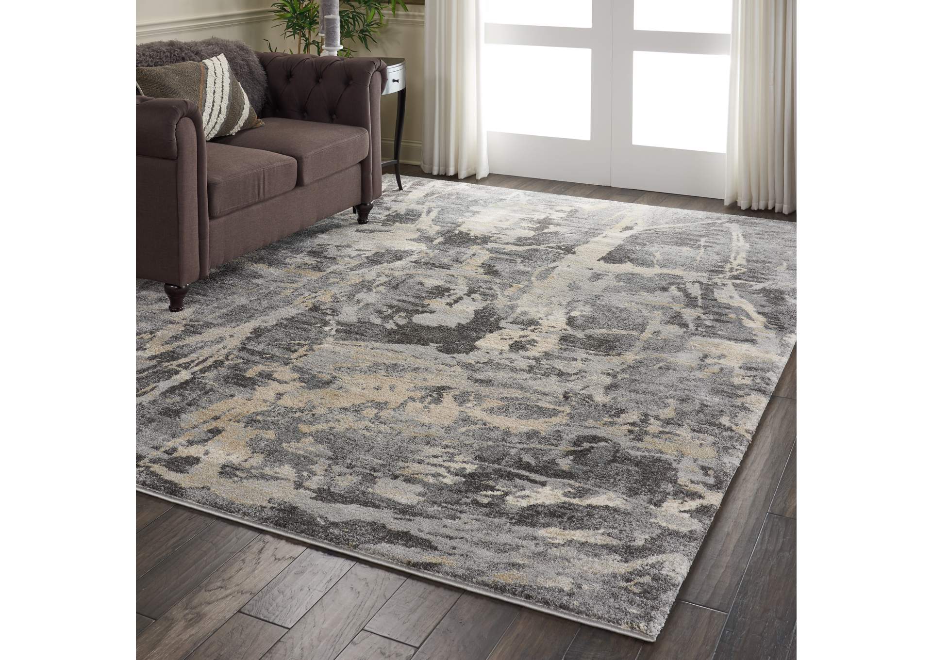 Nourison Fusion FSS10 Beige and Grey 10'x13' Oversized Plush Shag Rug,Nourison