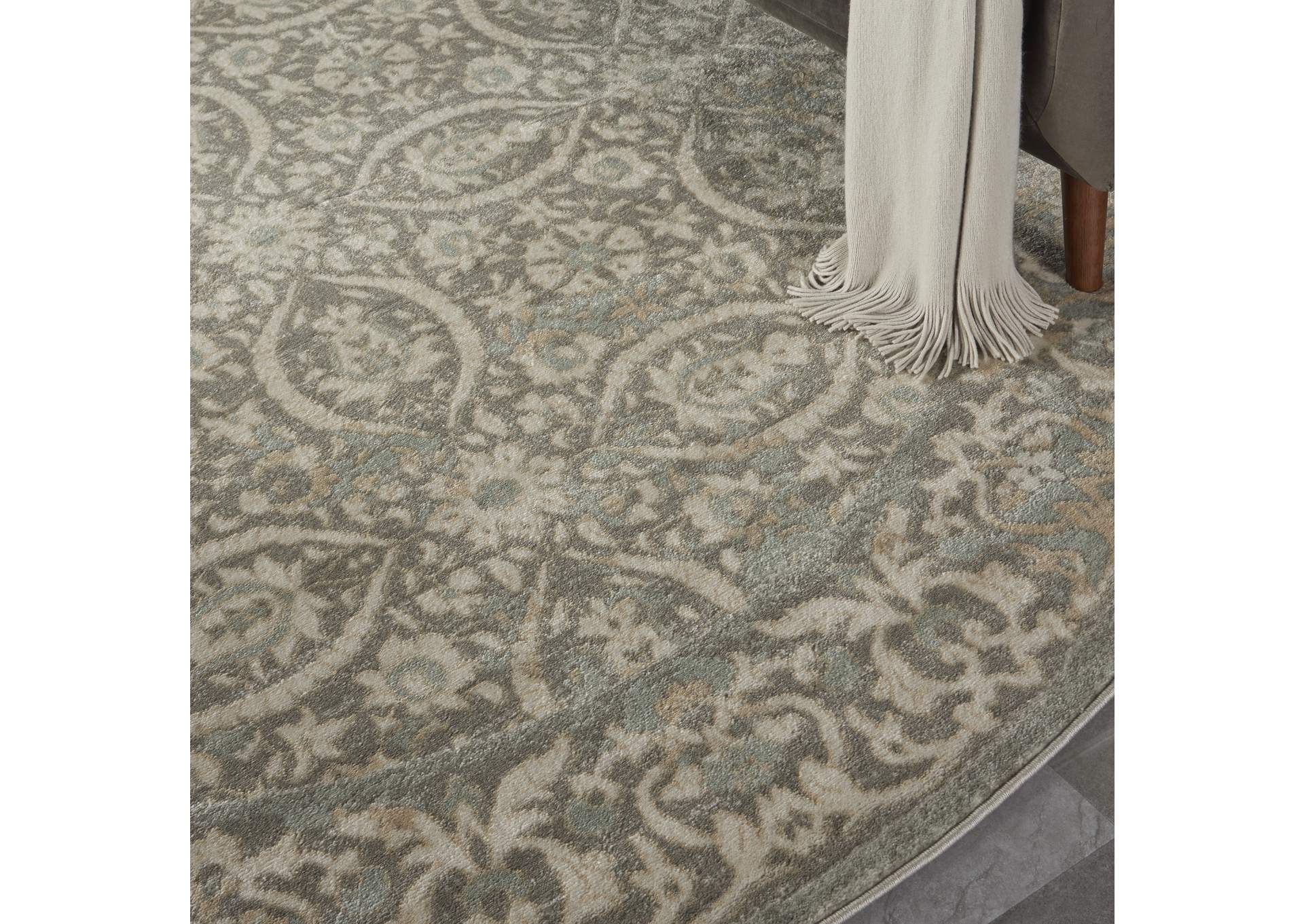 Nourison Euphoria EUP05 Grey 8' Round Large Rug,Nourison