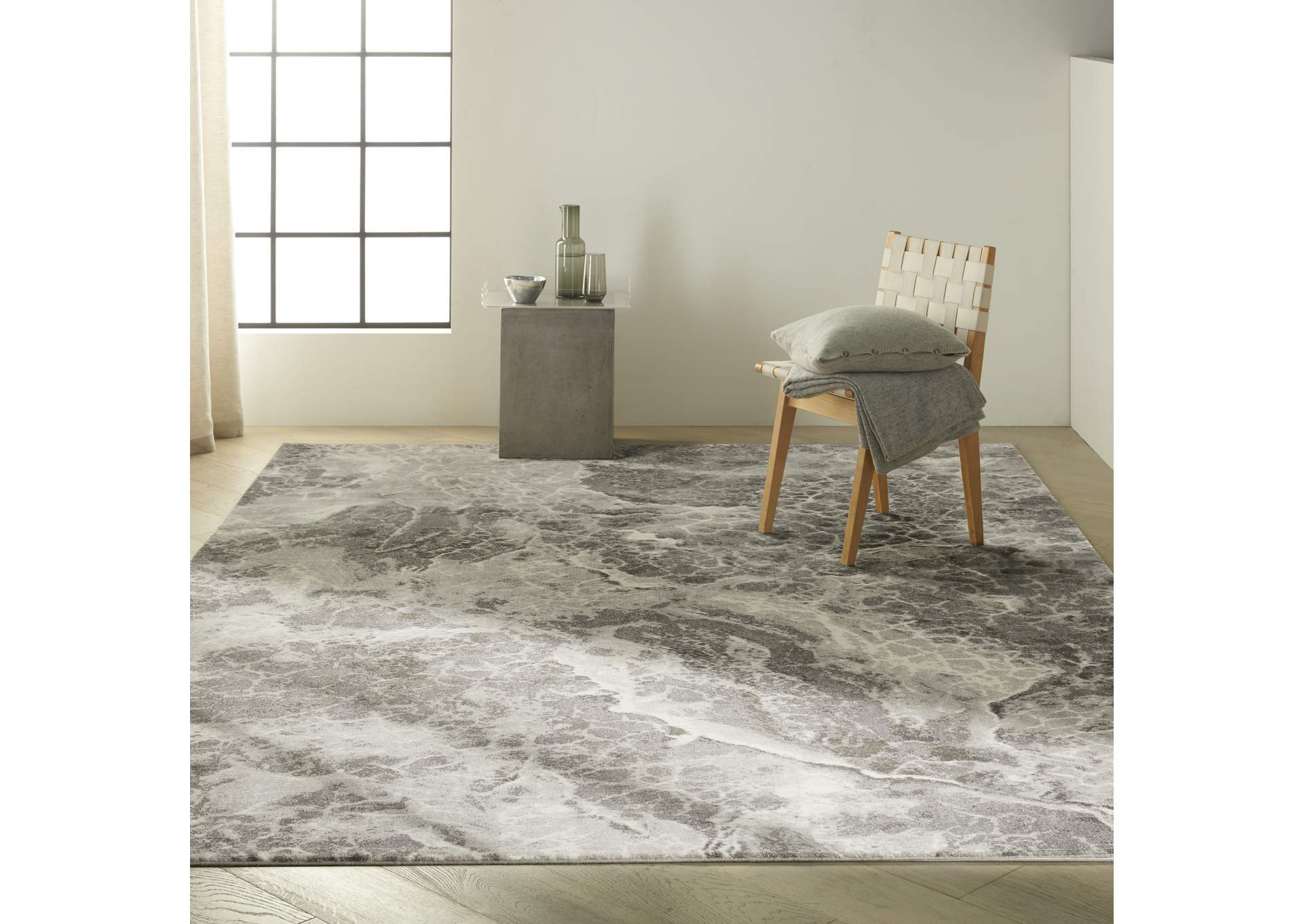 Calvin Klein Gradient 8' x 10' Grey and White Artistic Area Rug,Nourison