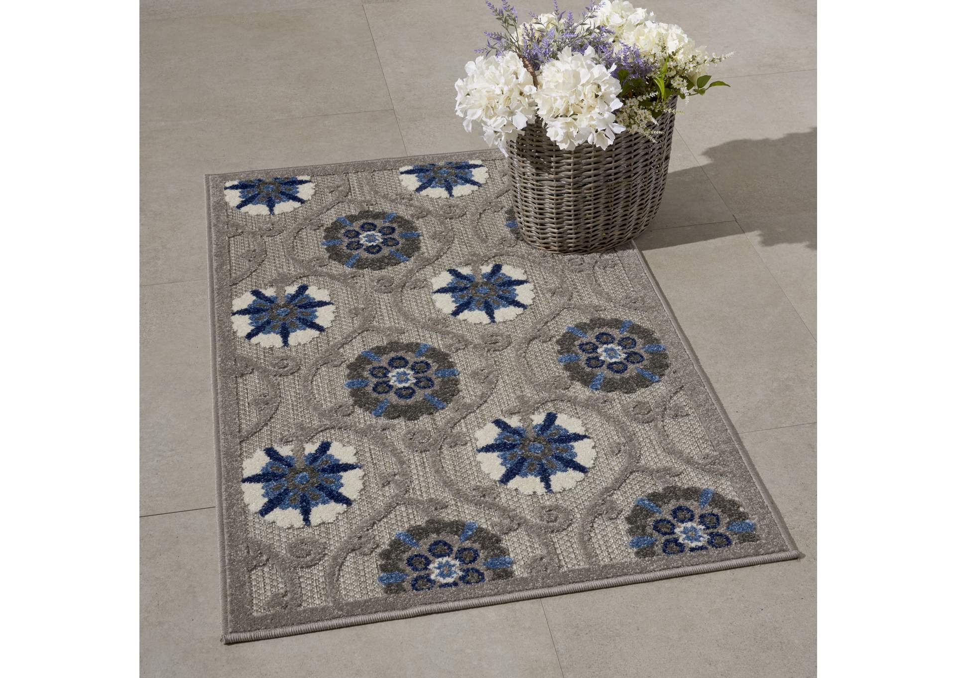 Nourison Aloha 3'x4' Grey Patio Area Rug,Nourison