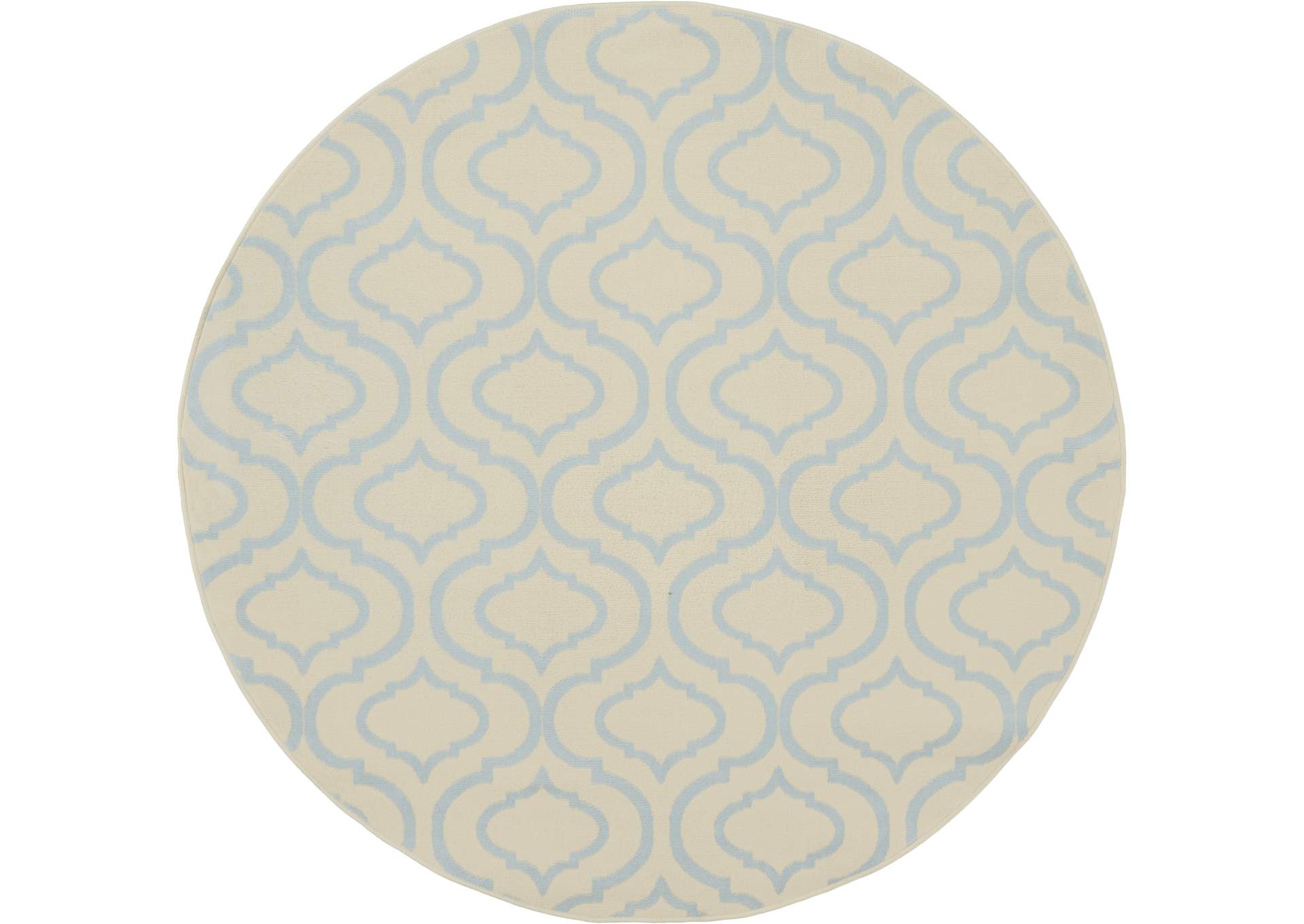 Nourison Jubilant JUB19 White and Blue 5' Round Moroccan Area Rug,Nourison