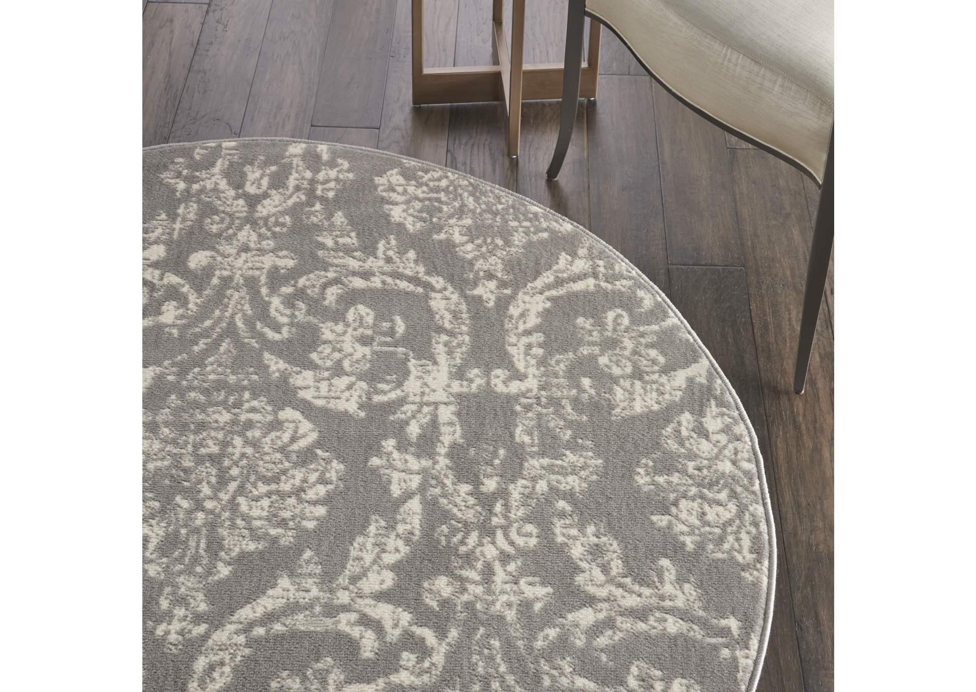 Nourison Jubilant JUB09 Grey 5' Round Farmhouse Area Rug,Nourison