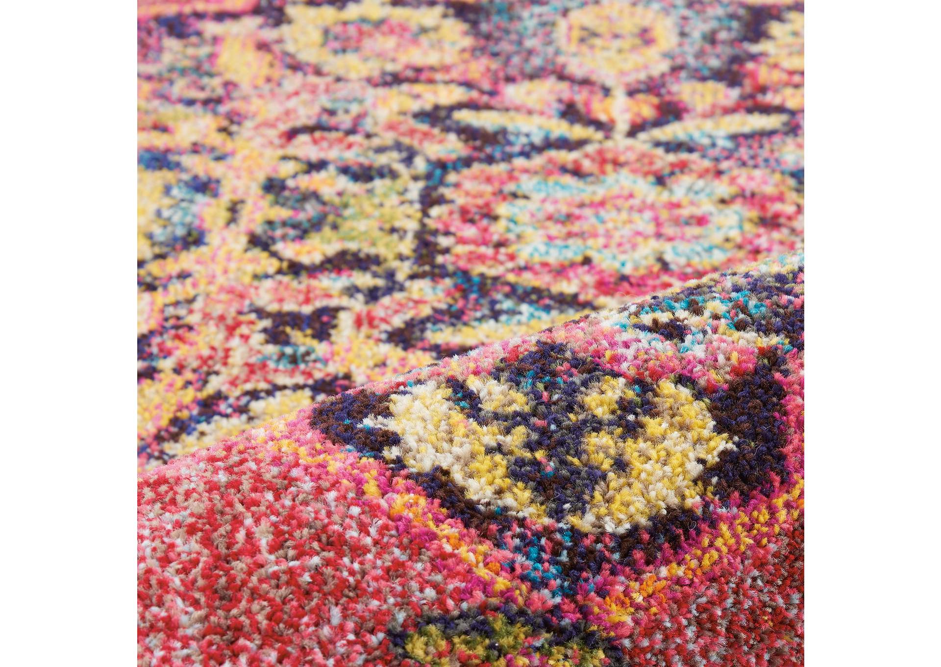 Nourison Passionate PST01 Pink Multicolor 5' Round Boho Area Rug,Nourison