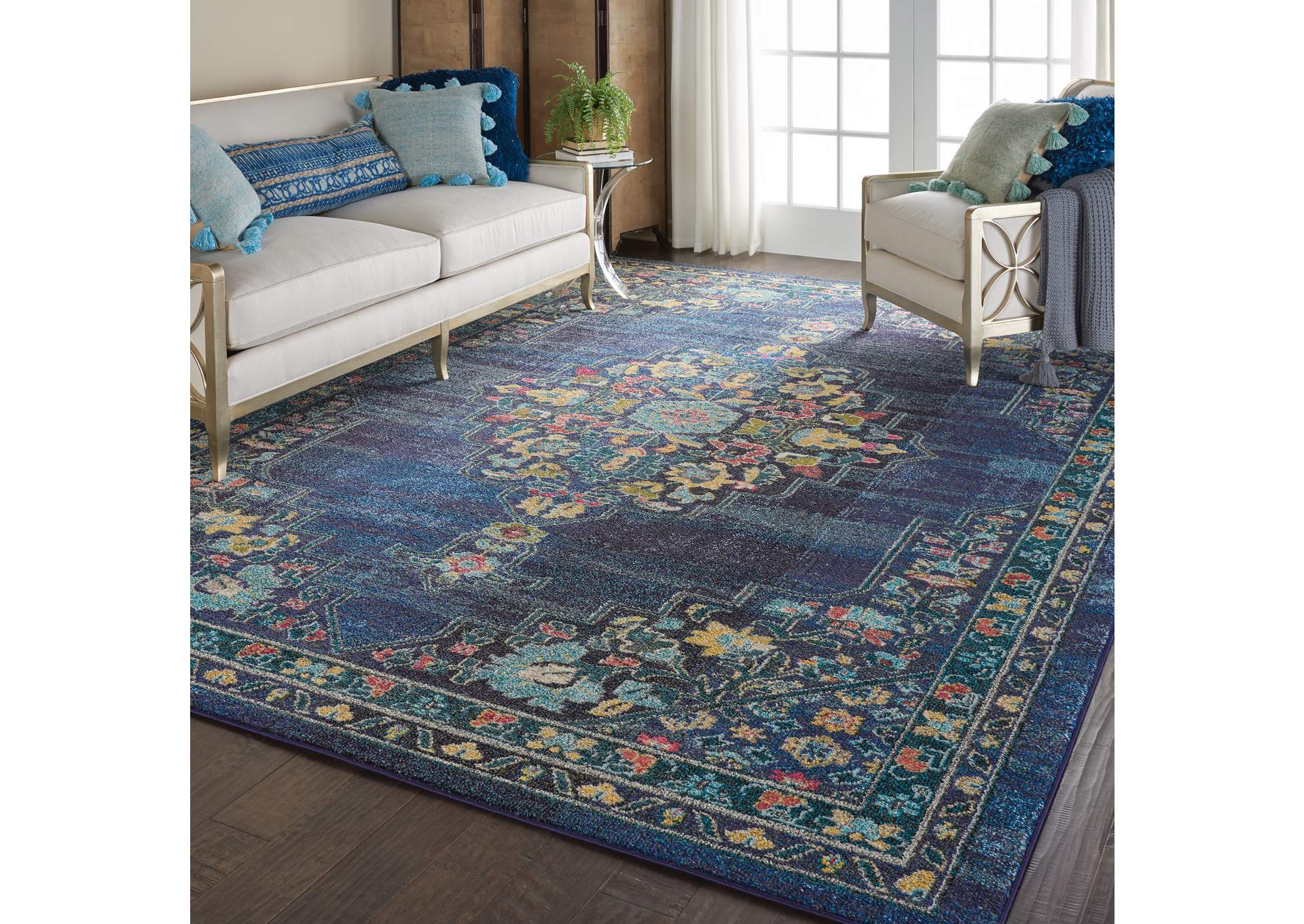 Nourison Passionate PST01 Dark Blue Multicolor 9'x12' Oversized Rug,Nourison