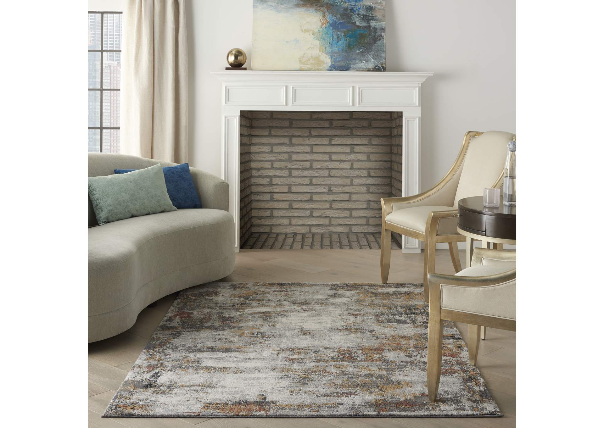 Nourison Tangra 5'x7' Grey Multi Area Rug,Nourison