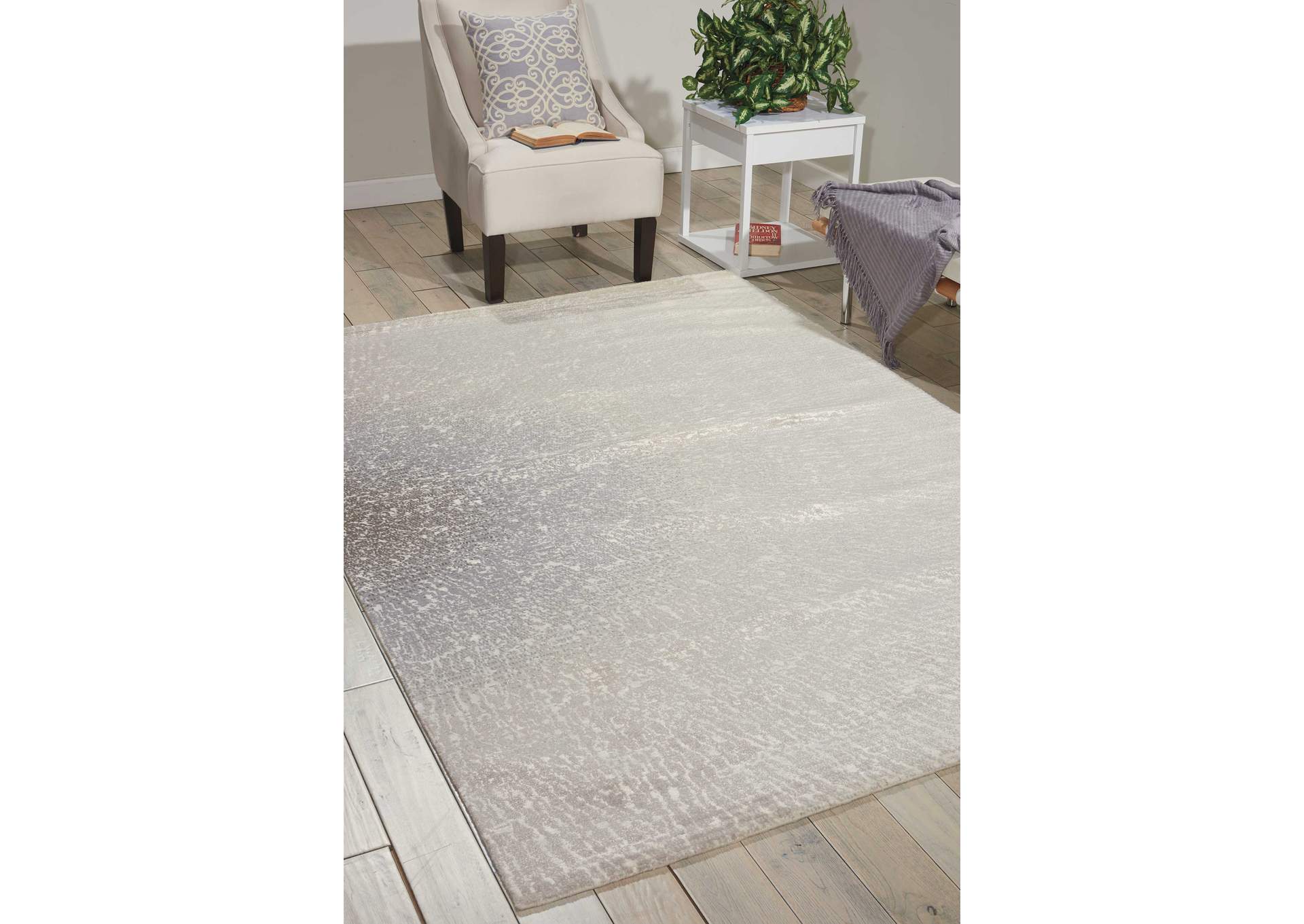 Nourison Twilight TWI12 Grey and White 10'x14' Oversized Rug,Nourison
