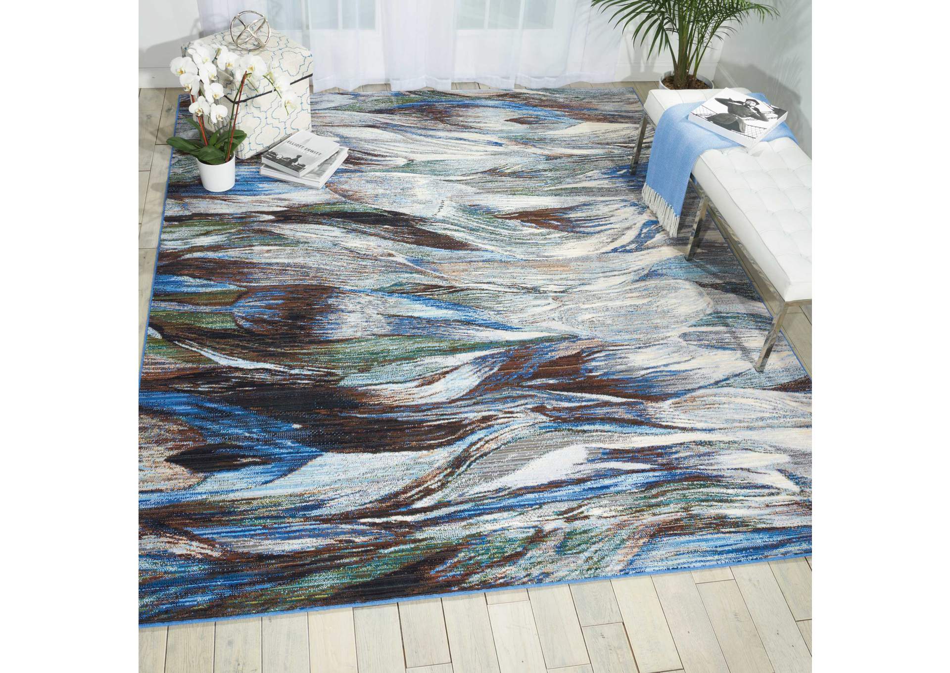 Nourison Chroma CRM01 Charcoal and Blue 9'x12' Oversized Rug,Nourison