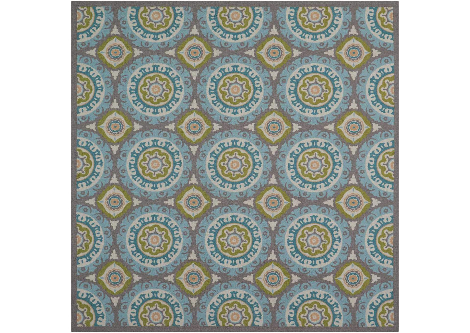 Waverly Sun N Shade SND16 Green 7' Square Rug,Nourison