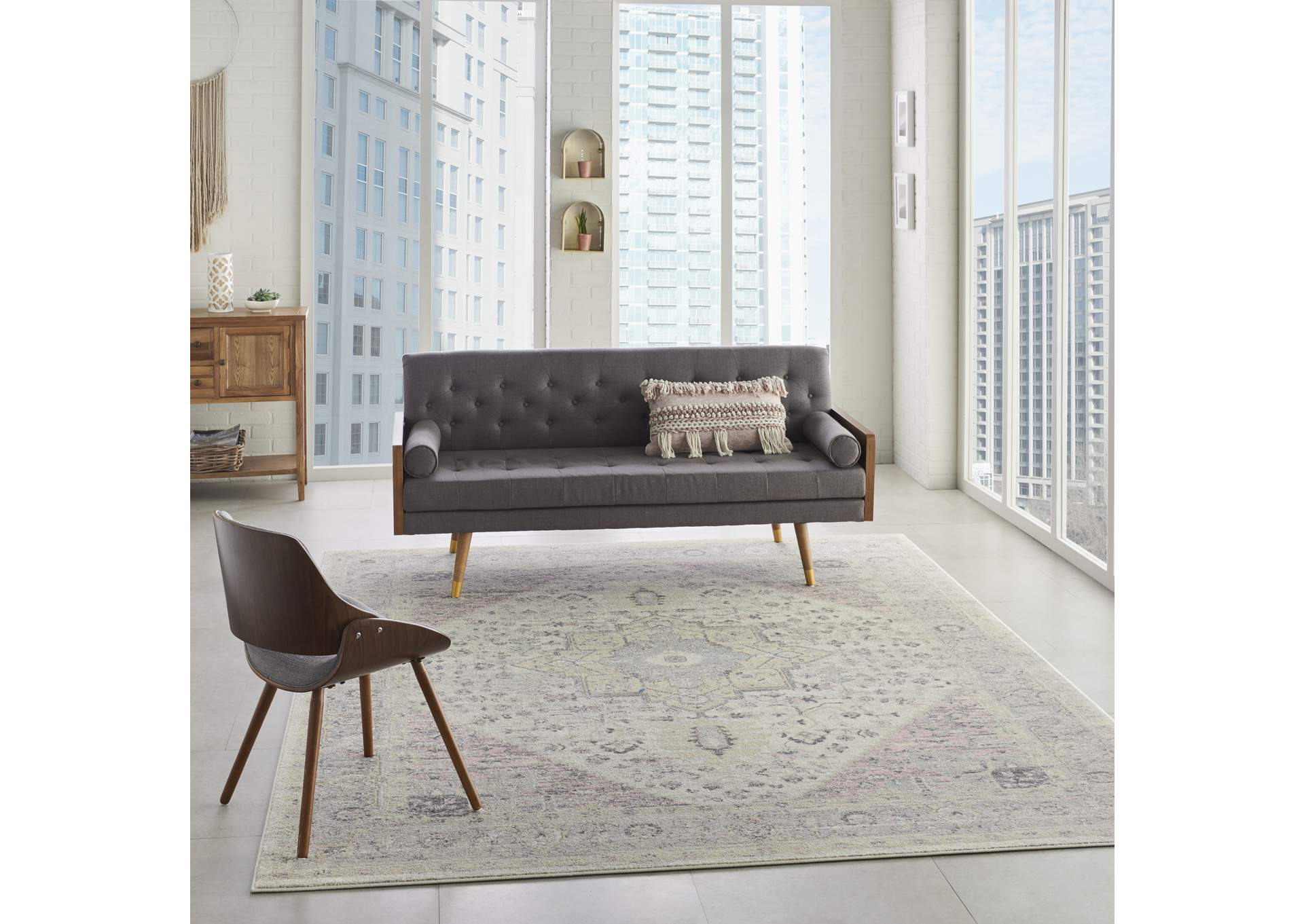 Nourison Tranquil TRA06 Pink and Beige 8'x10' Large Rug,Nourison