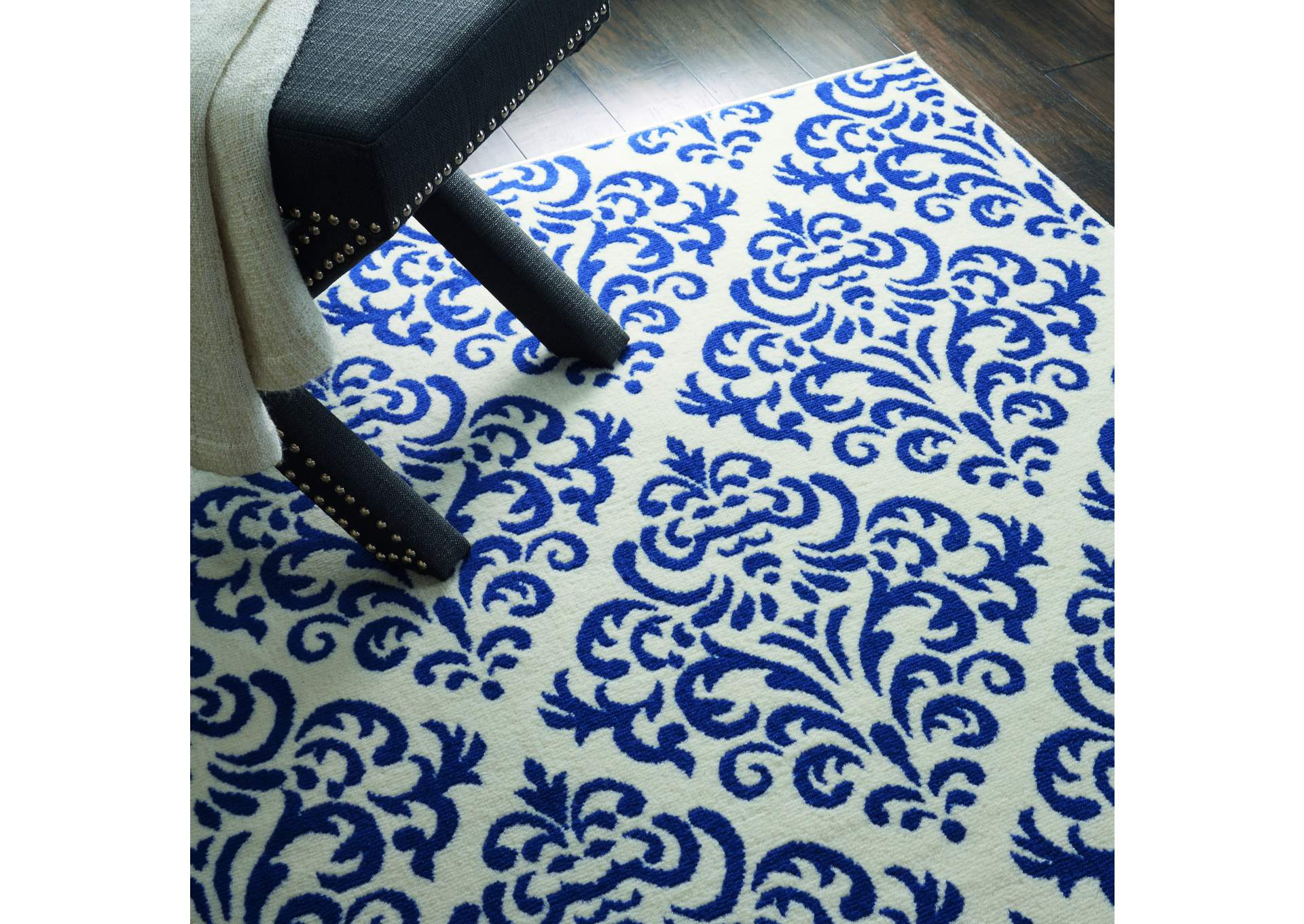Nourison Grafix GRF06 Navy Blue and White 4'x6' Area Rug,Nourison
