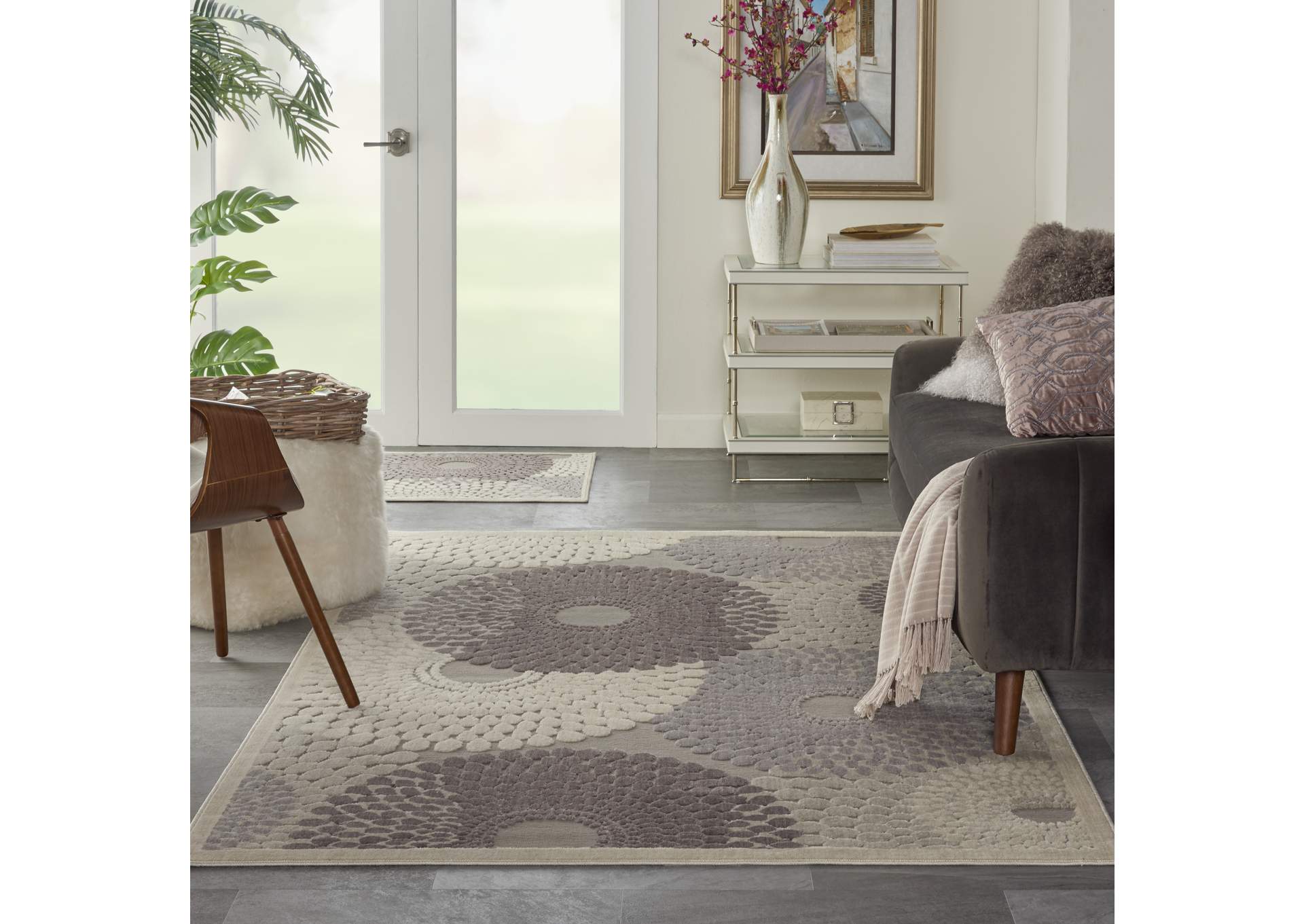Nourison Graphic Illusions GIL04 Grey 5'x8' Area Rug,Nourison