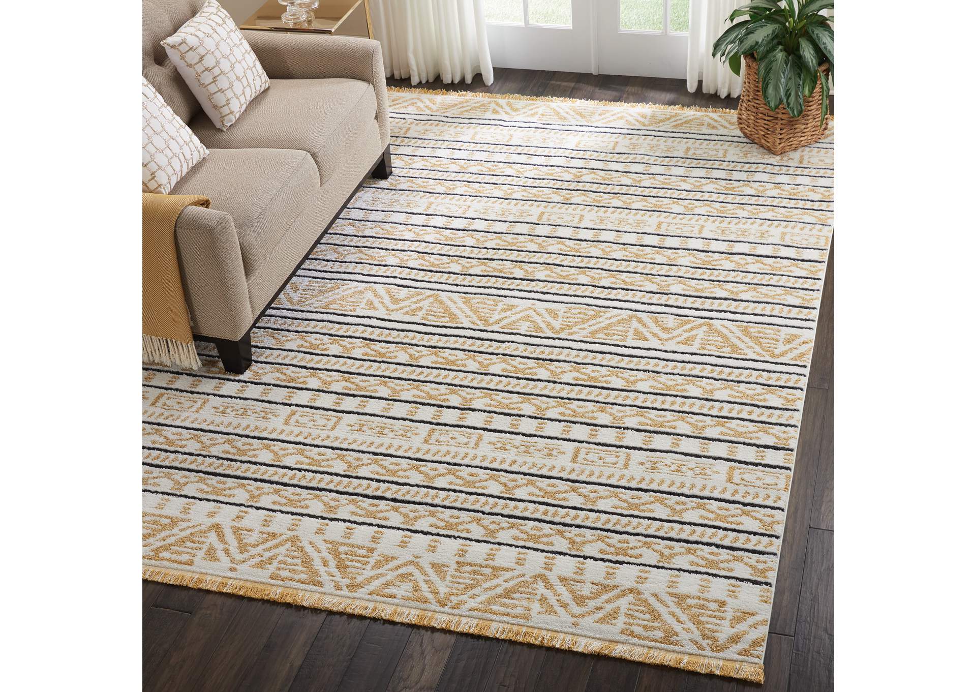 Nourison Kamala DS503 Gold 8'x11' Oversized Rug,Nourison